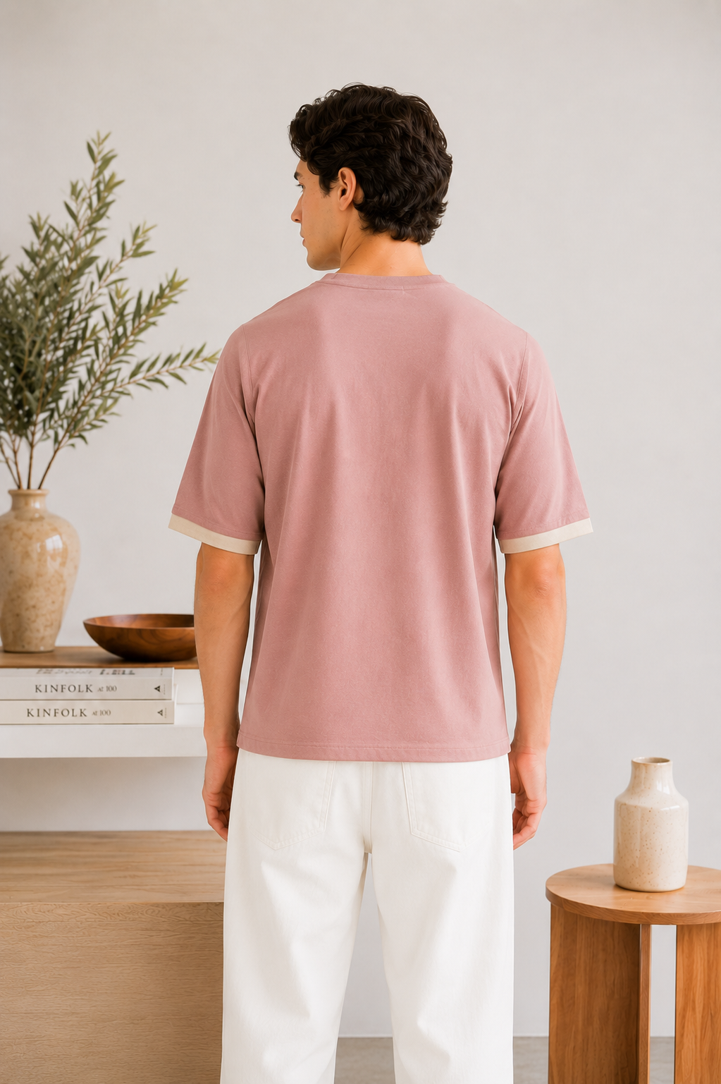Beige Raglan Boxy Tee - Men