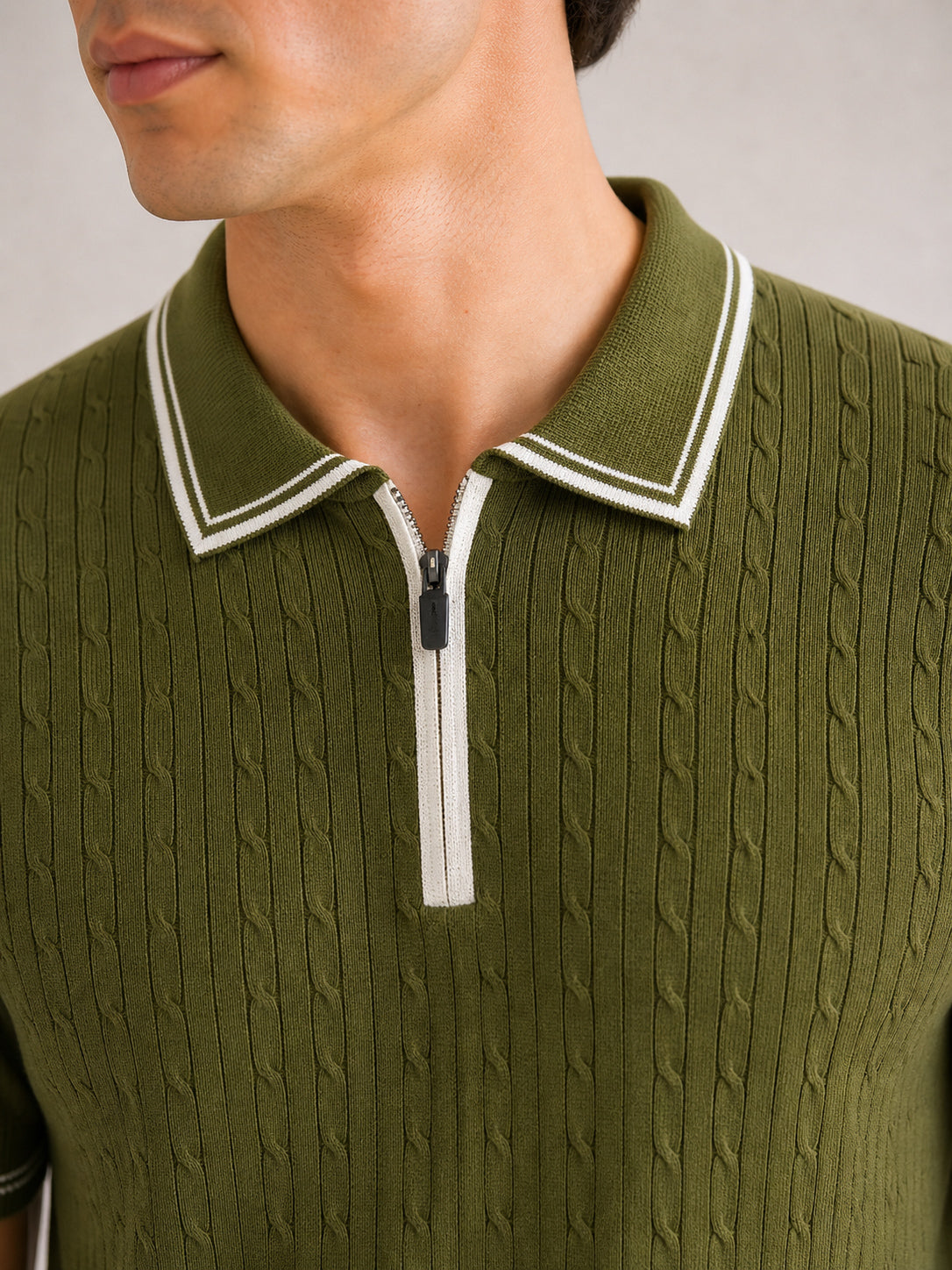 Moss Riviera Zip Knit Polo