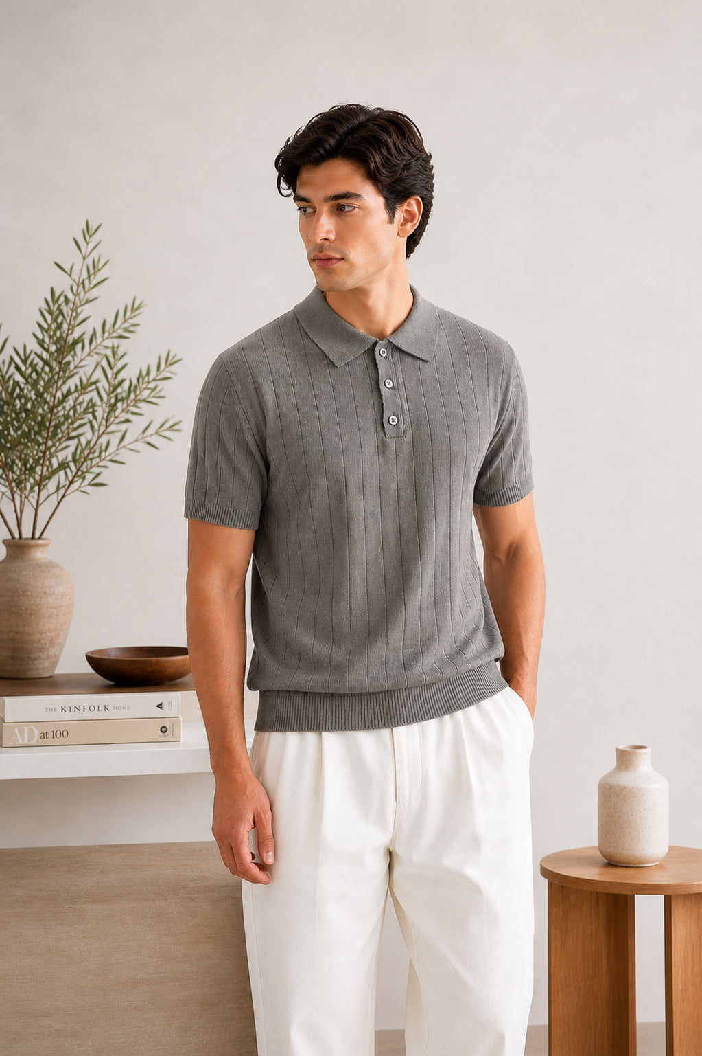 Ash Classic Rib Knit Polo - Men