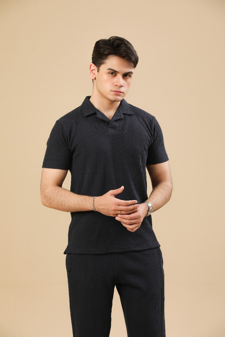 Navy Blue Drop Needle Coord Set - 2PC - Men