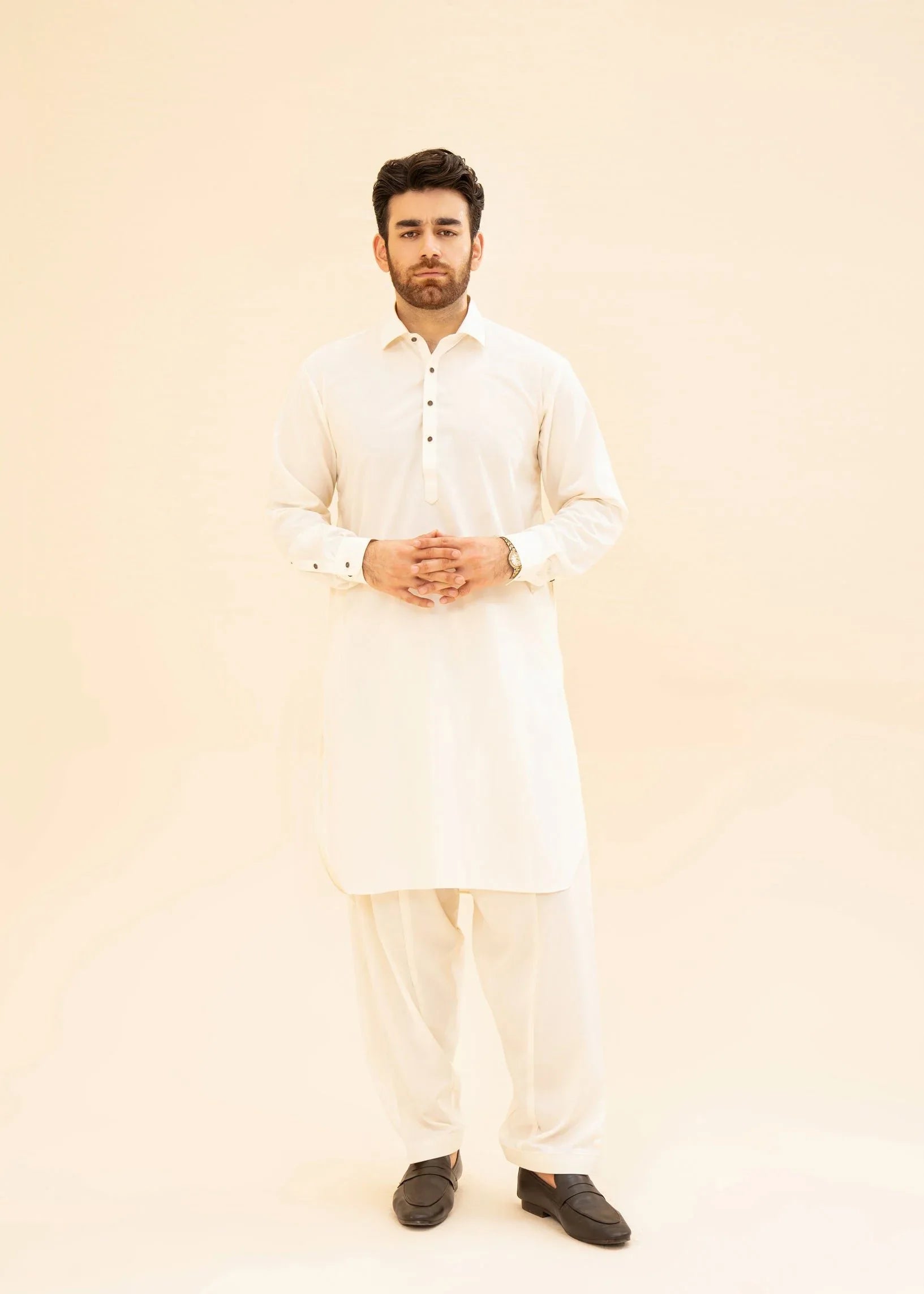 Bosky White Kurta Trouser/Shalwar - Men - Muraqsh -- Menswear