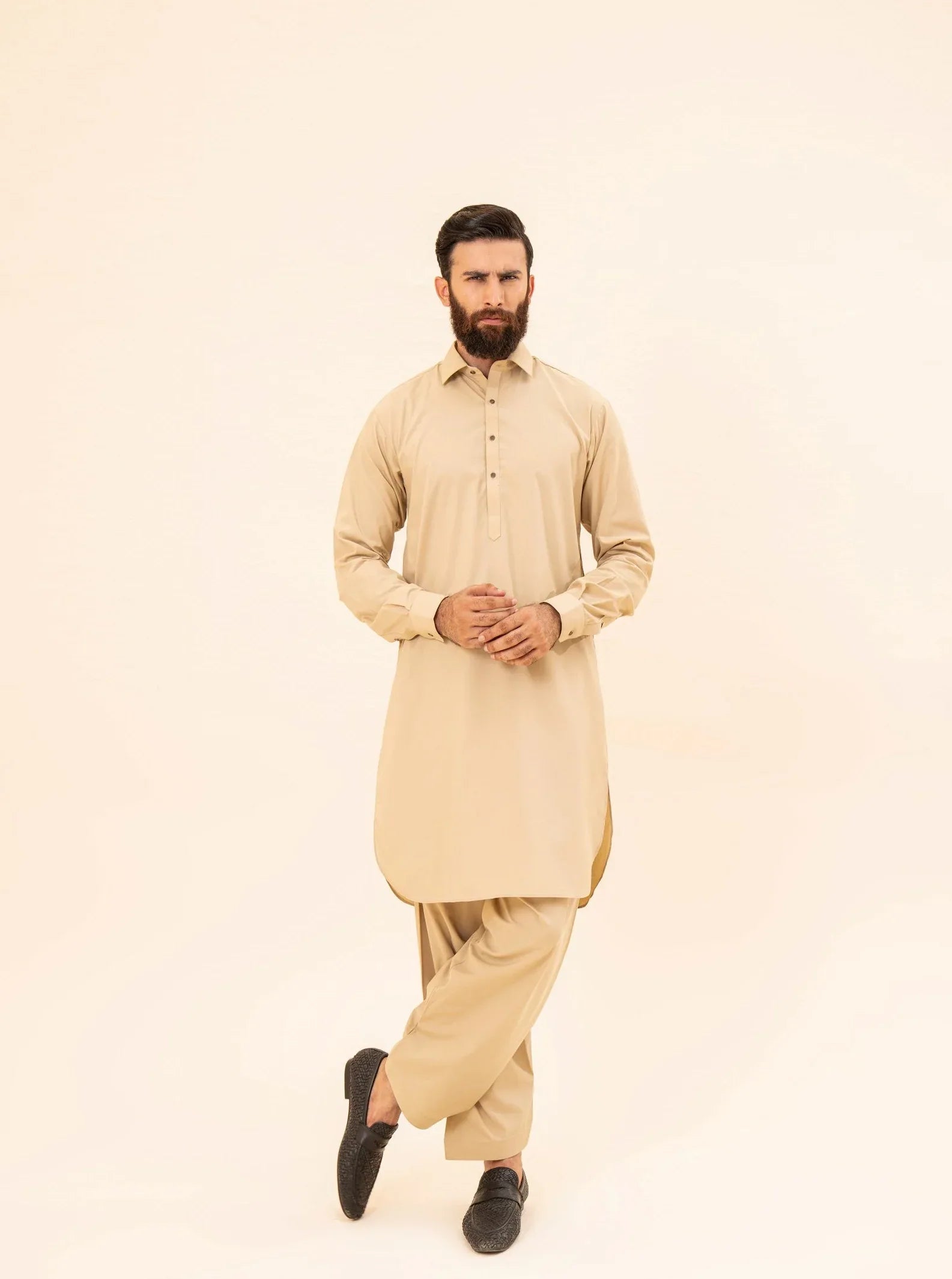 Ivory French Collar Kameez Shalwar - Men - Muraqsh -- Menswear