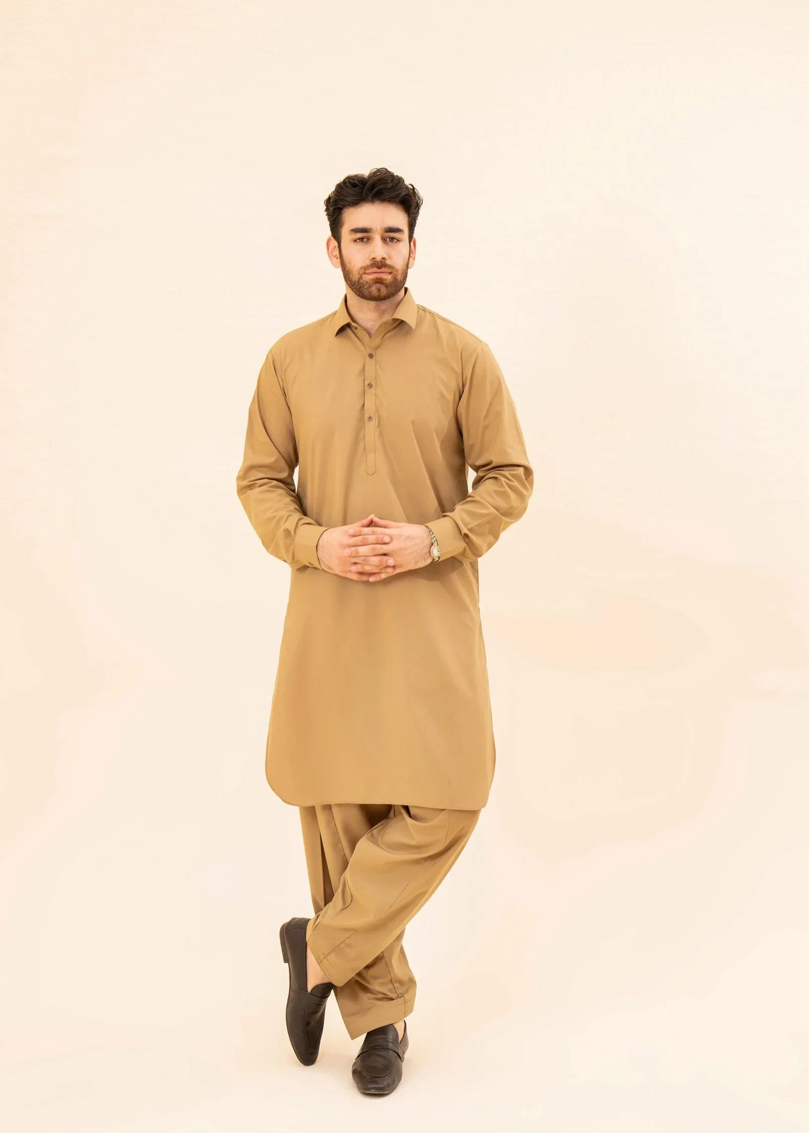 Camel Kurta Trouser/Shalwar - Men - Muraqsh -- Menswear