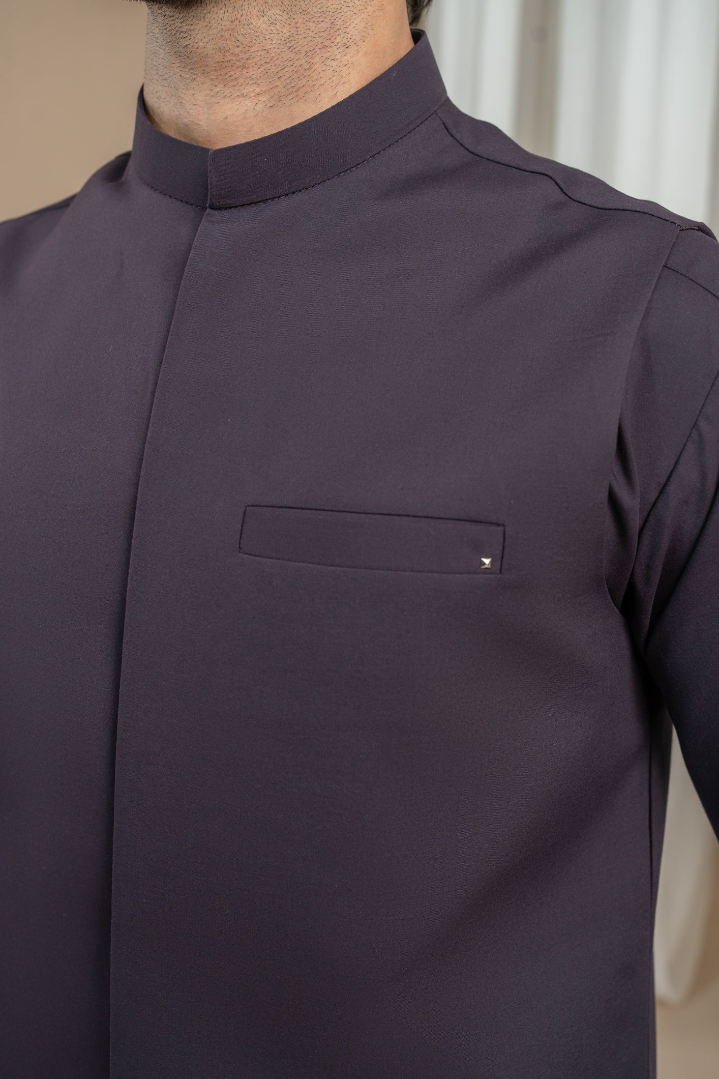 Burgundy Luxury Formal Kameez Shalwar with Blended Waistcoat - Straight Cut - Men