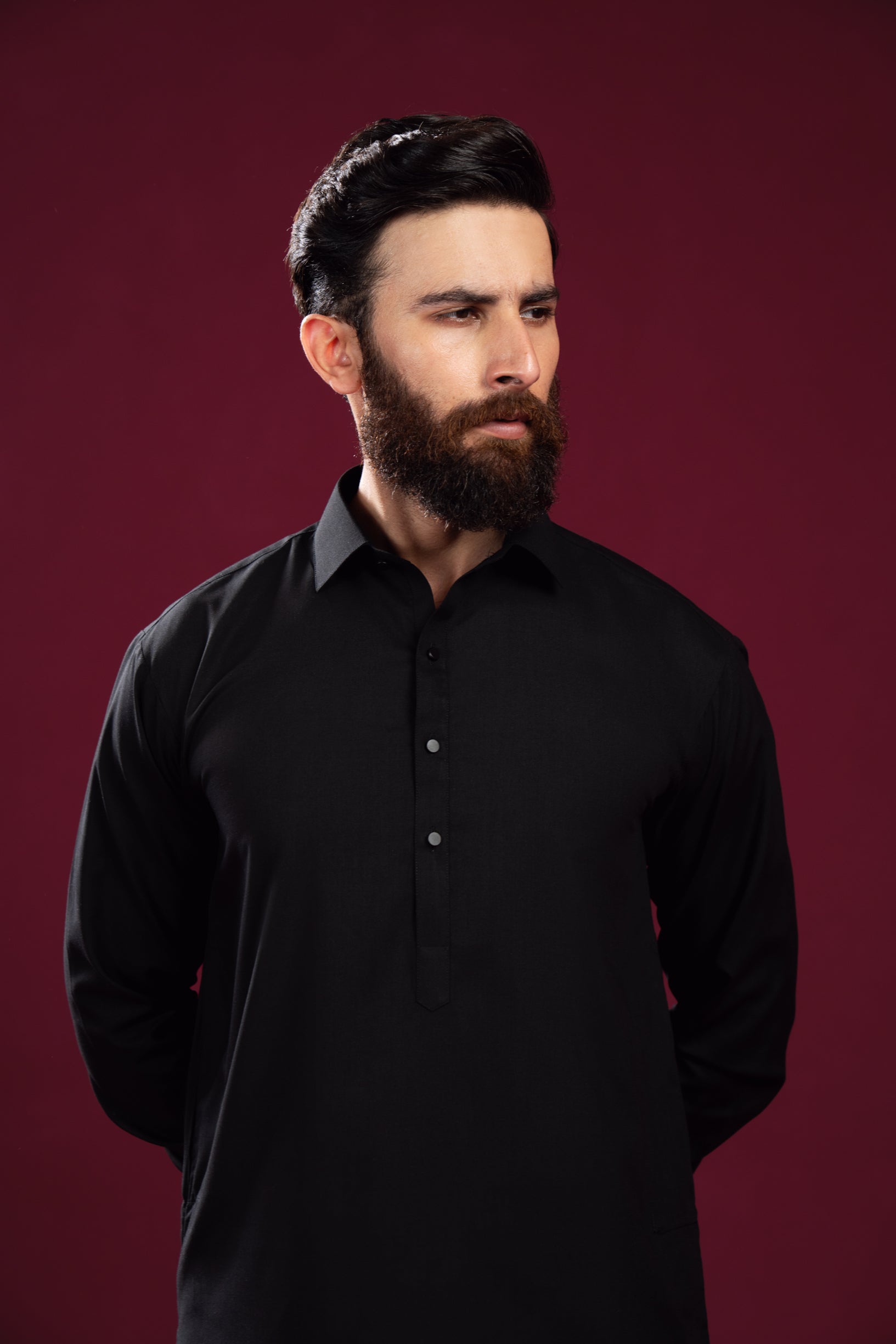 Crow Black Kurta Trouser/Shalwar - Men