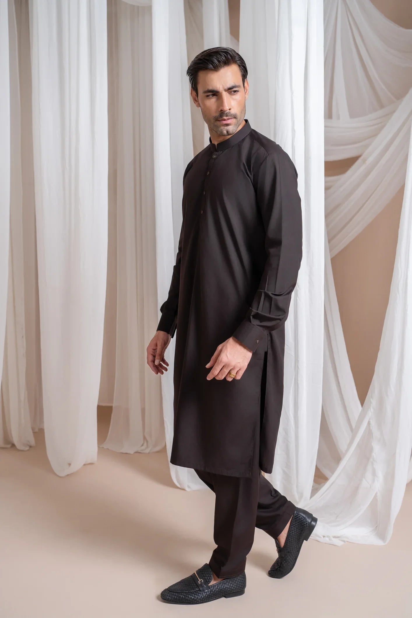 dark brown kameez shalwar