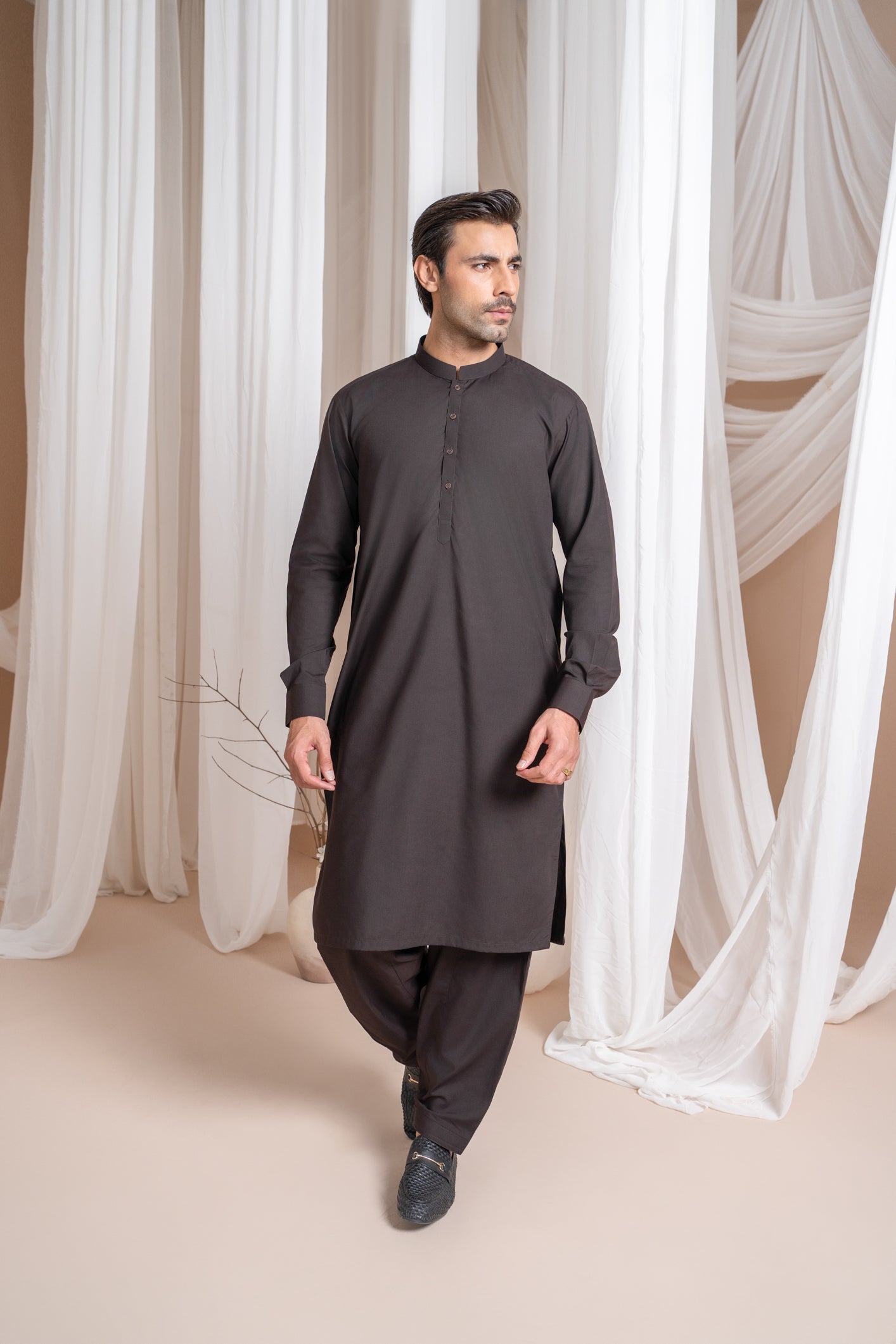 dark brown kameez shalwar