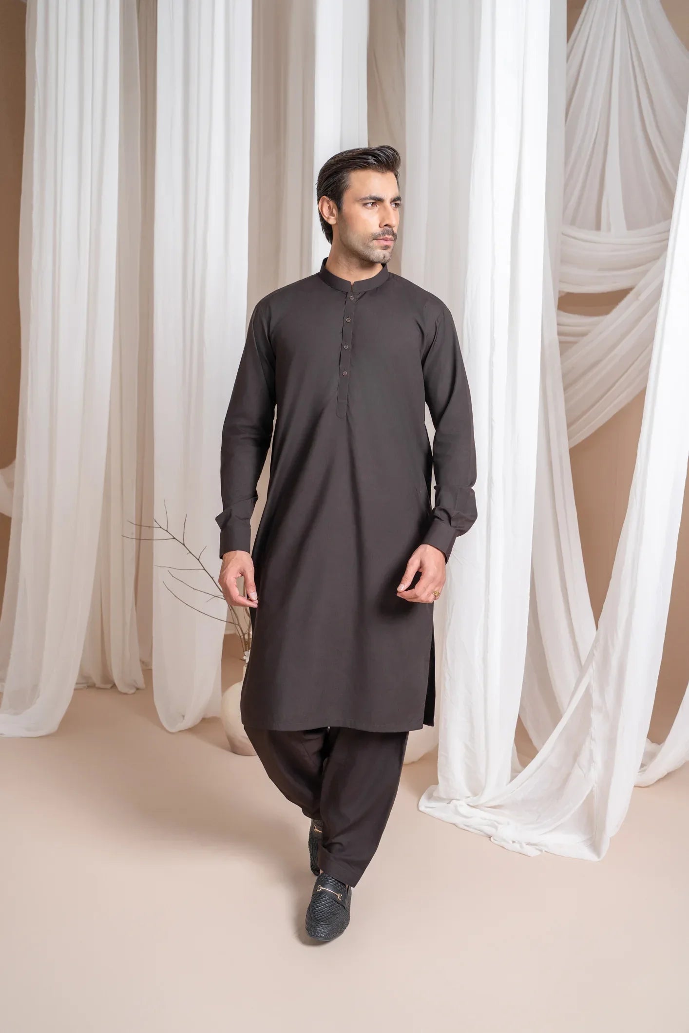 dark brown kameez shalwar