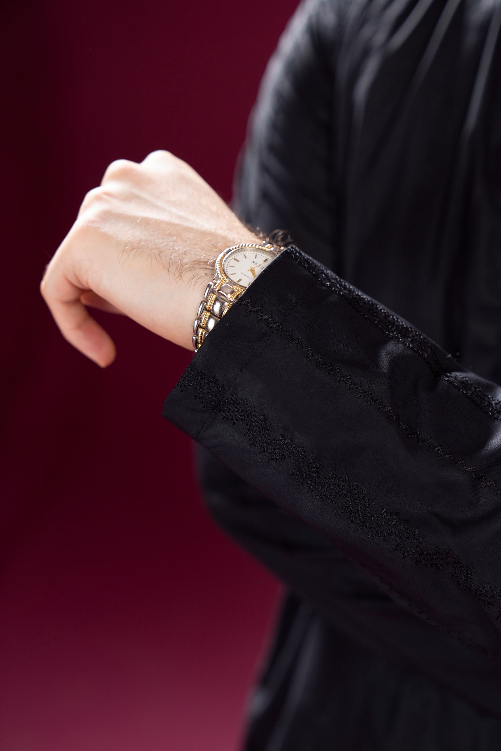 Black Luppi Falling Cotton Embroidered Kurta Trouser - Men