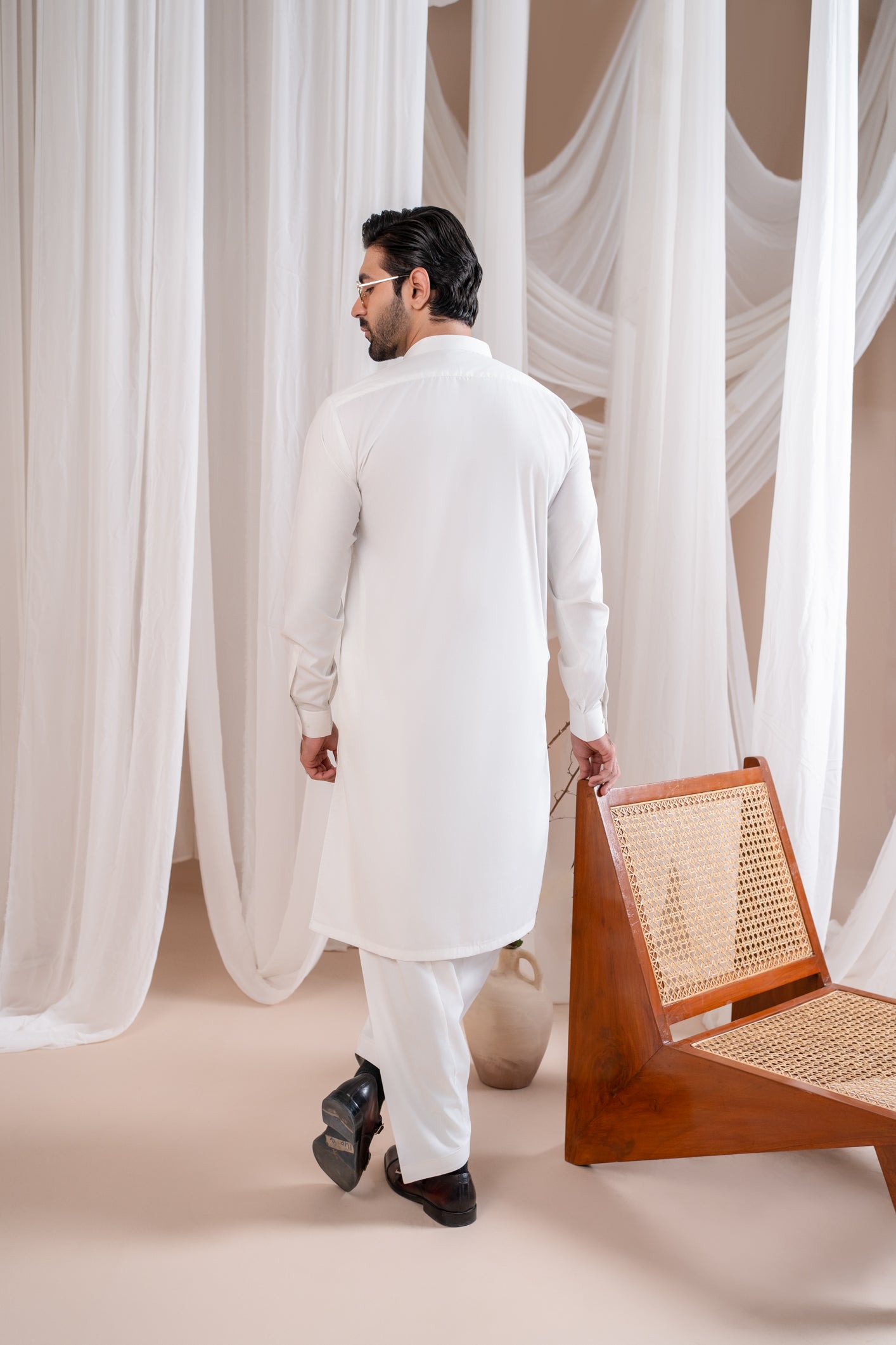 Off White Kameez Shalwar for men
