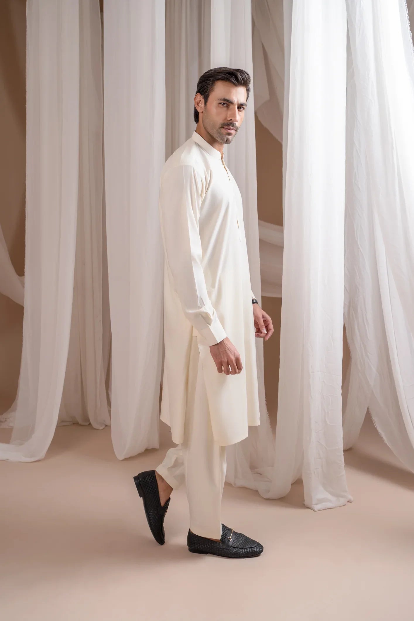 Bosky White Kurta Trouser/Shalwar - Men - Muraqsh -- Menswear