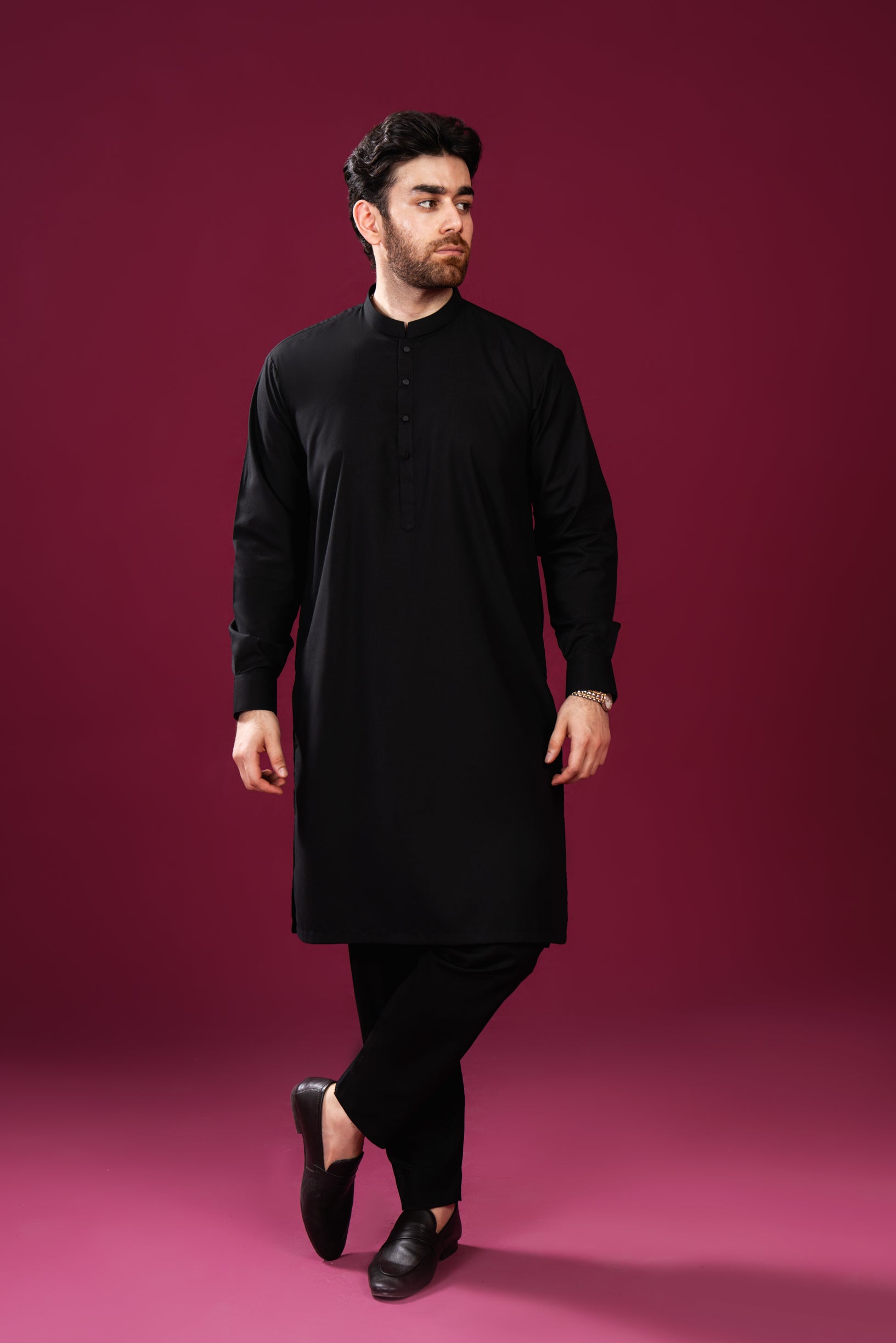 Crow Black Kurta Trouser/Shalwar - Men