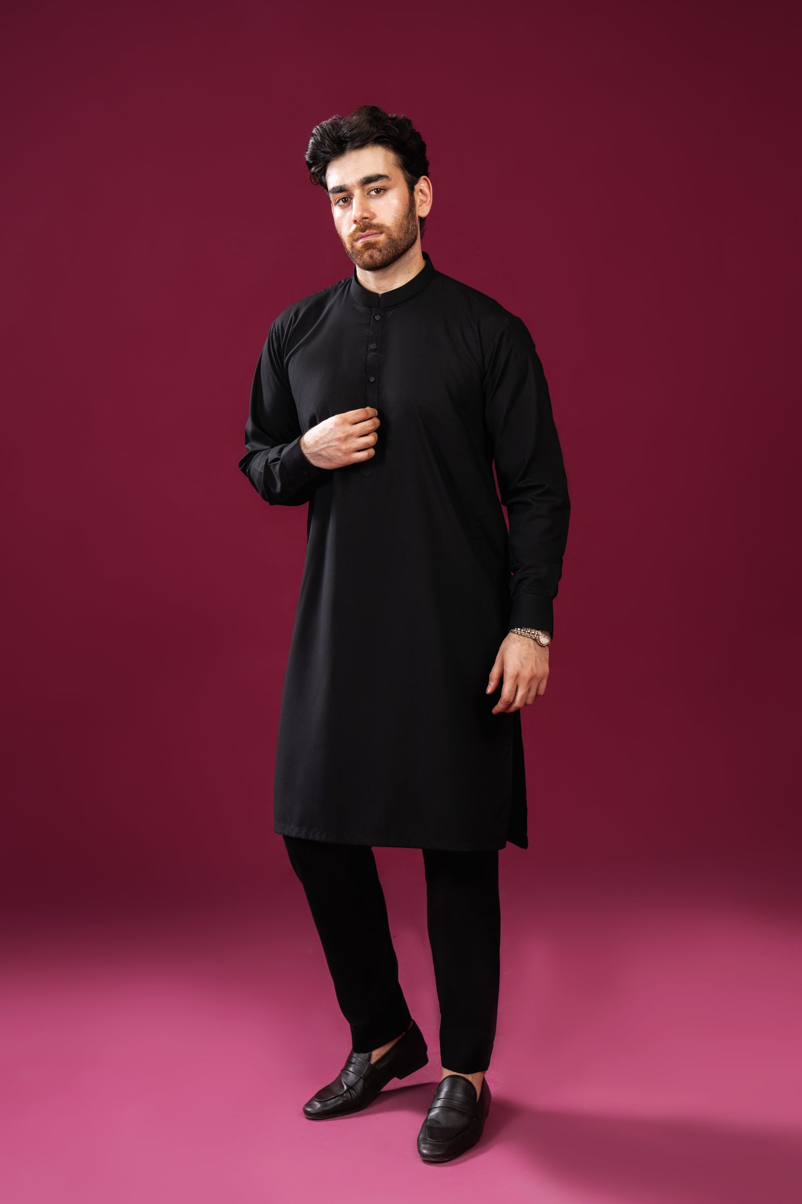Crow Black Kurta Trouser/Shalwar - Men