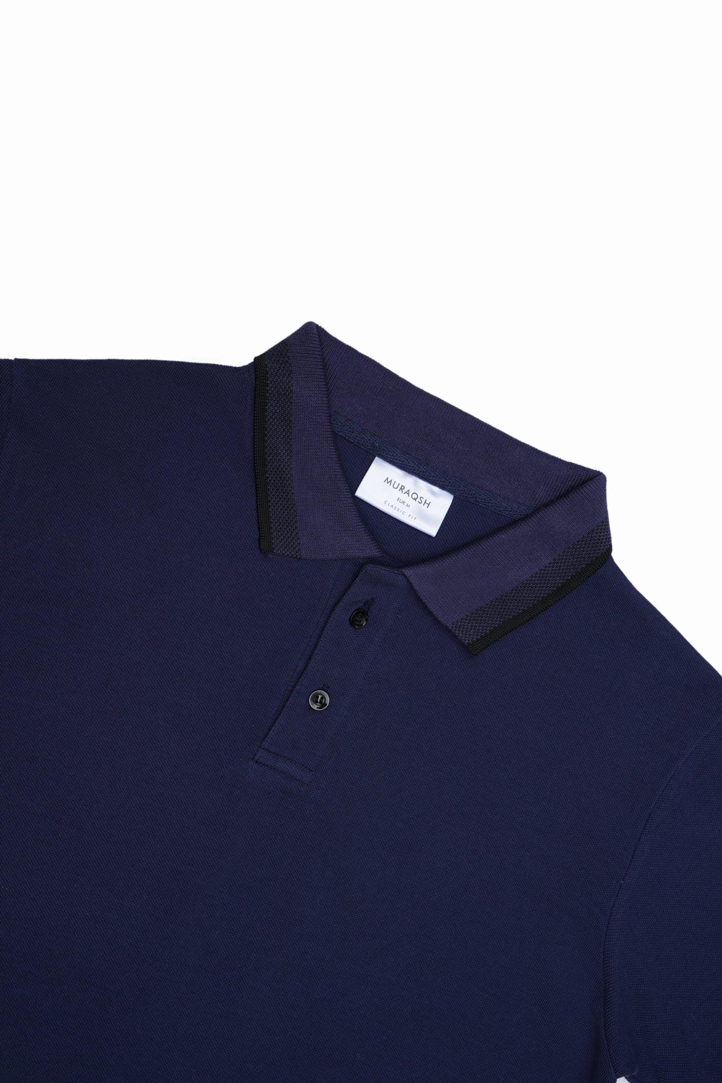 Navy Blue Basic Polo - Men - Muraqsh -- Men Western