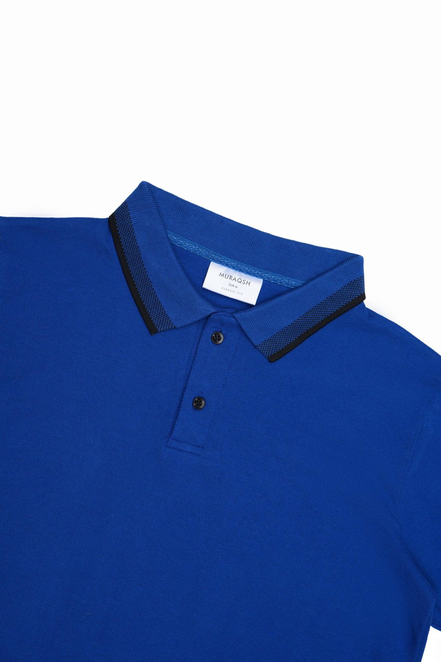 Royal Blue Basic Polo - Muraqsh -- Men Western