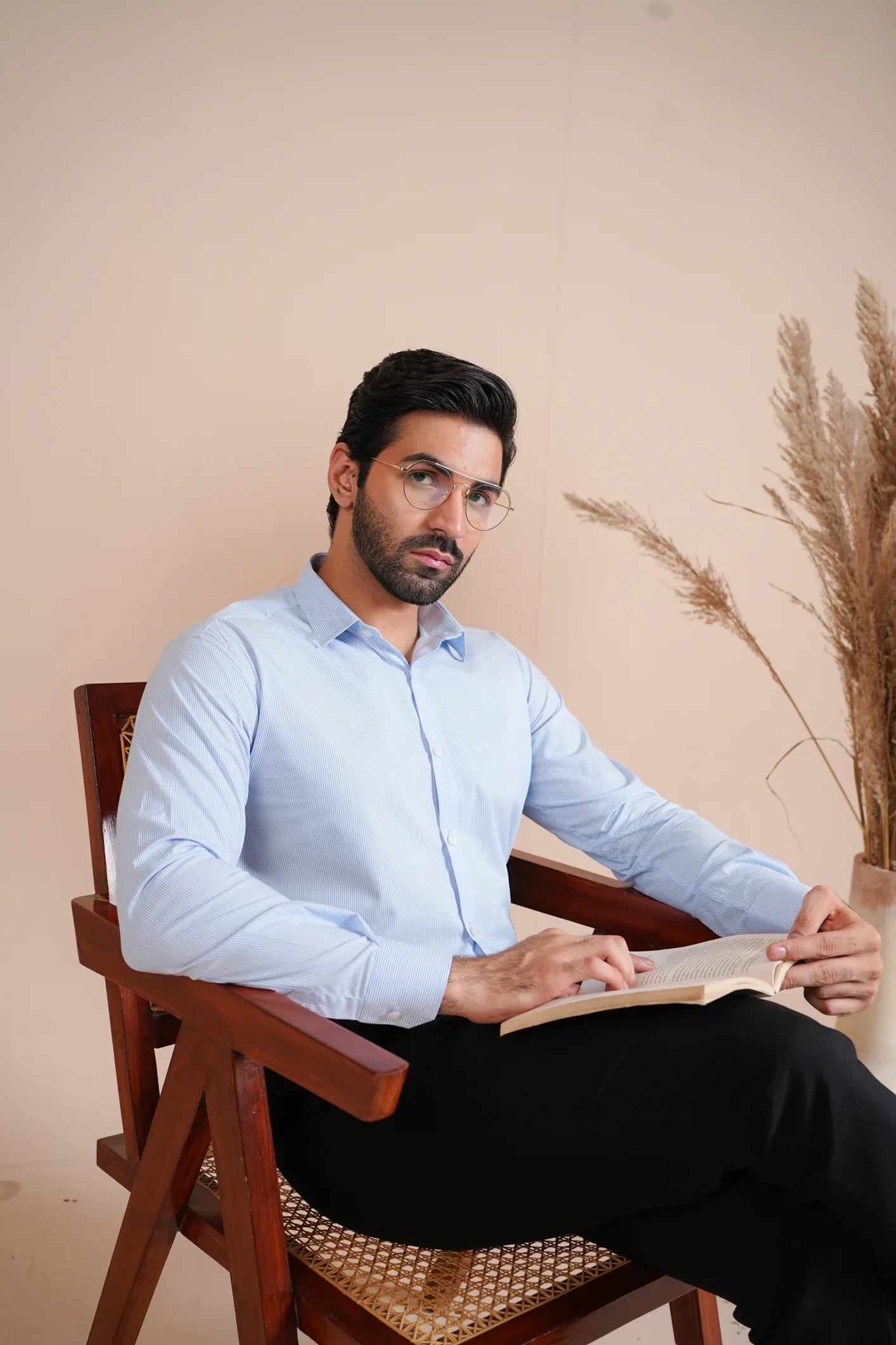 Blue Lining Formal Shirt - Men - Muraqsh -- Menswear