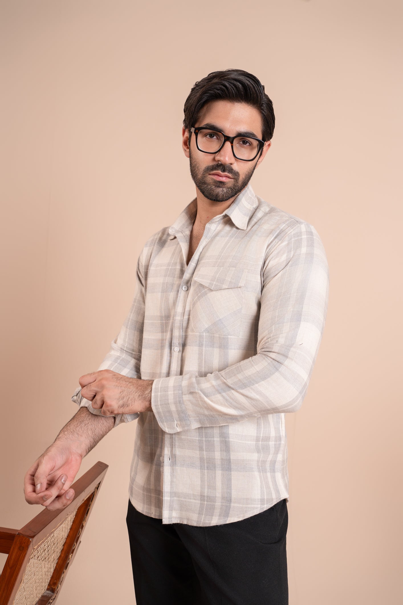 Off White Flannel Casual Shirt - Men - Men