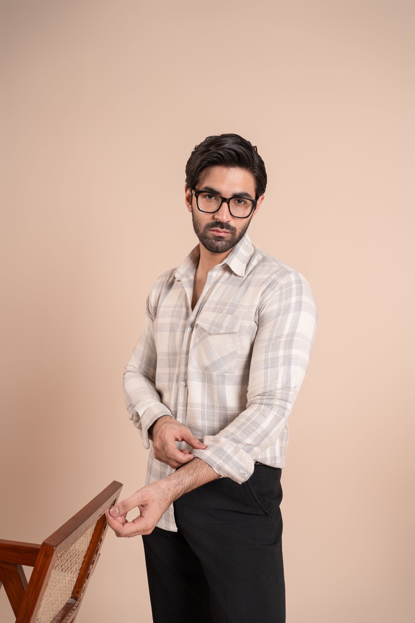 Off White Flannel Casual Shirt - Men - Men