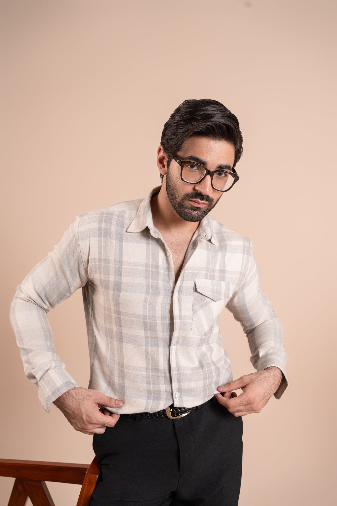 Off White Flannel Casual Shirt - Men - Men