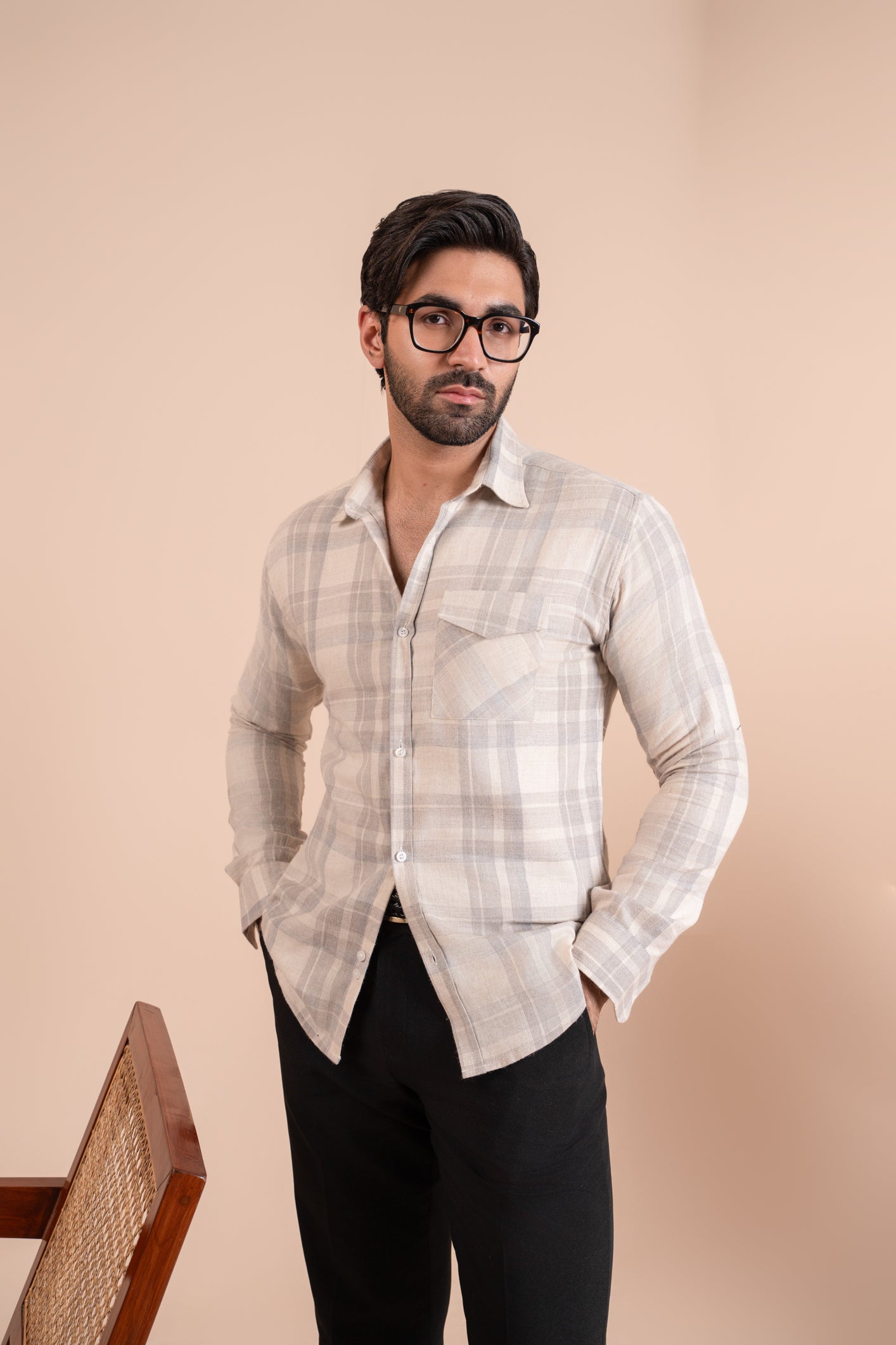 Off White Flannel Casual Shirt - Men - Men