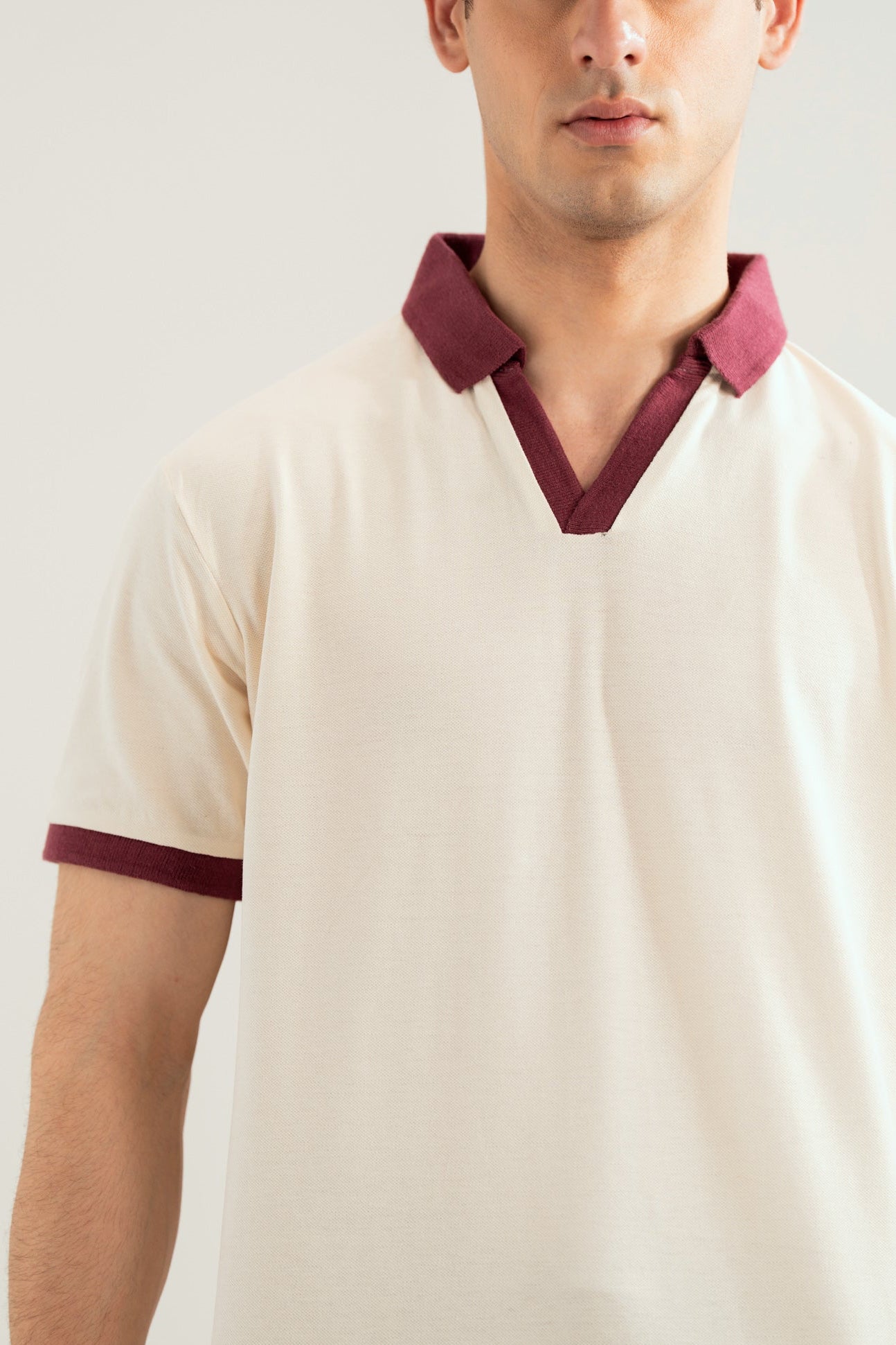 Off White Johhny Resort Polo - Maroon Collar - Men