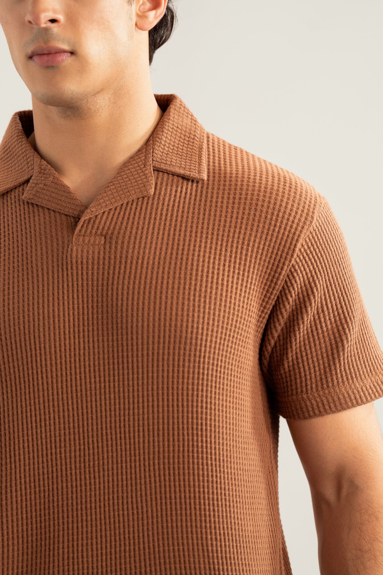 Camel Waffle Revere Polo - Smart Fit - Men