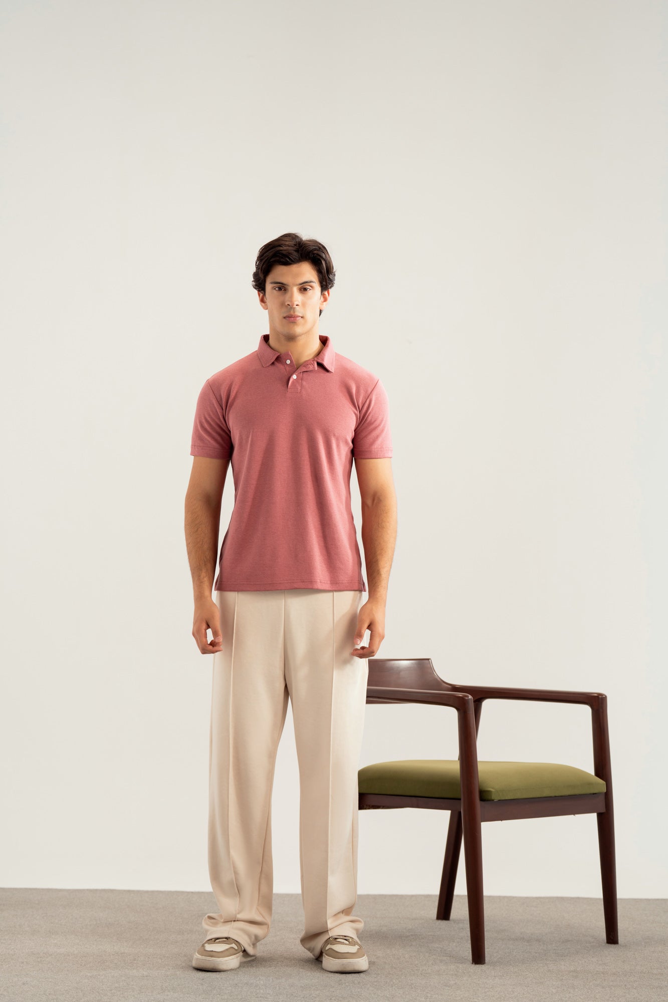 Pink Peach Interlock Polo - Smart Fit - Men