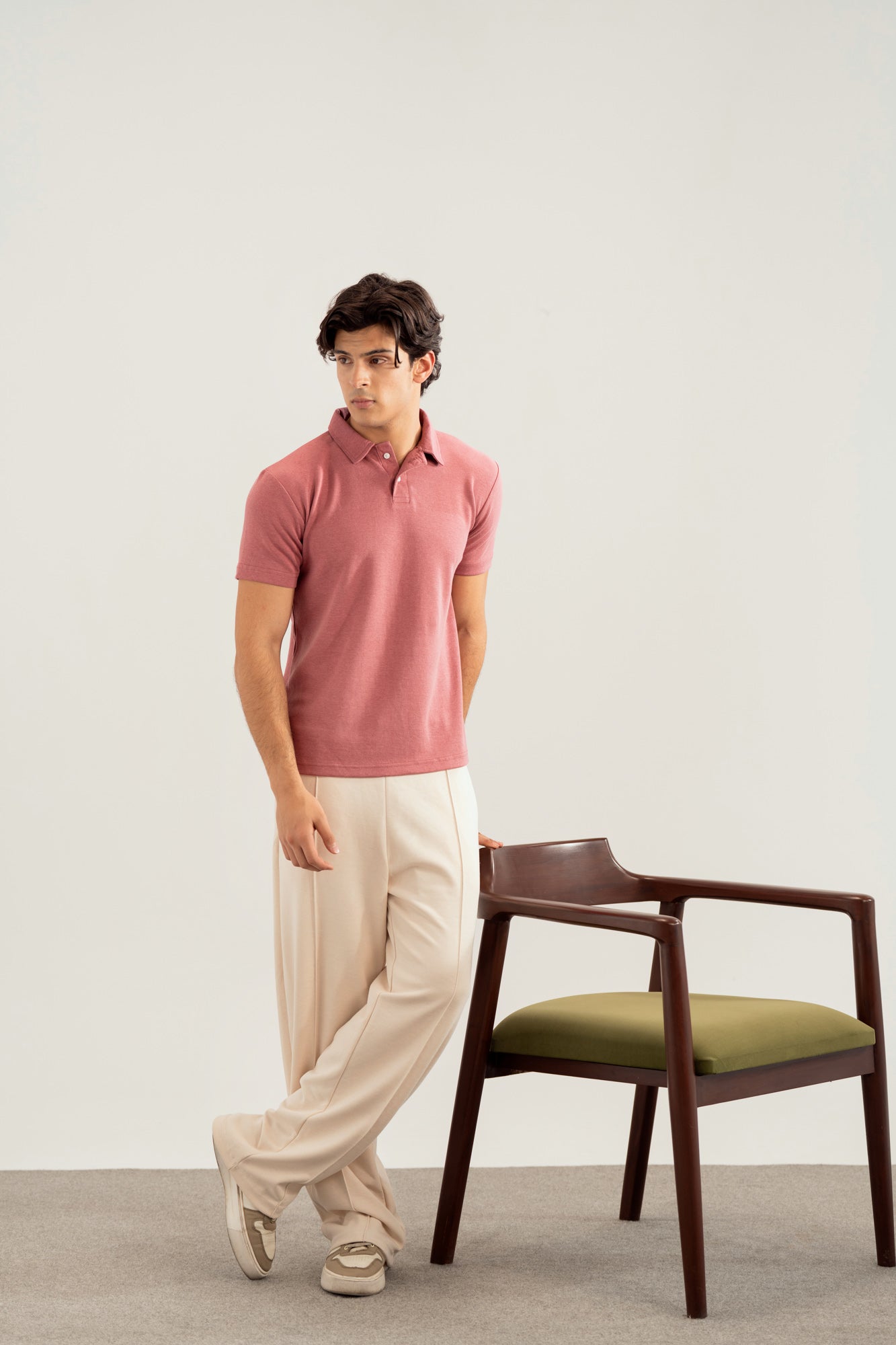 Pink Peach Interlock Polo - Smart Fit - Men
