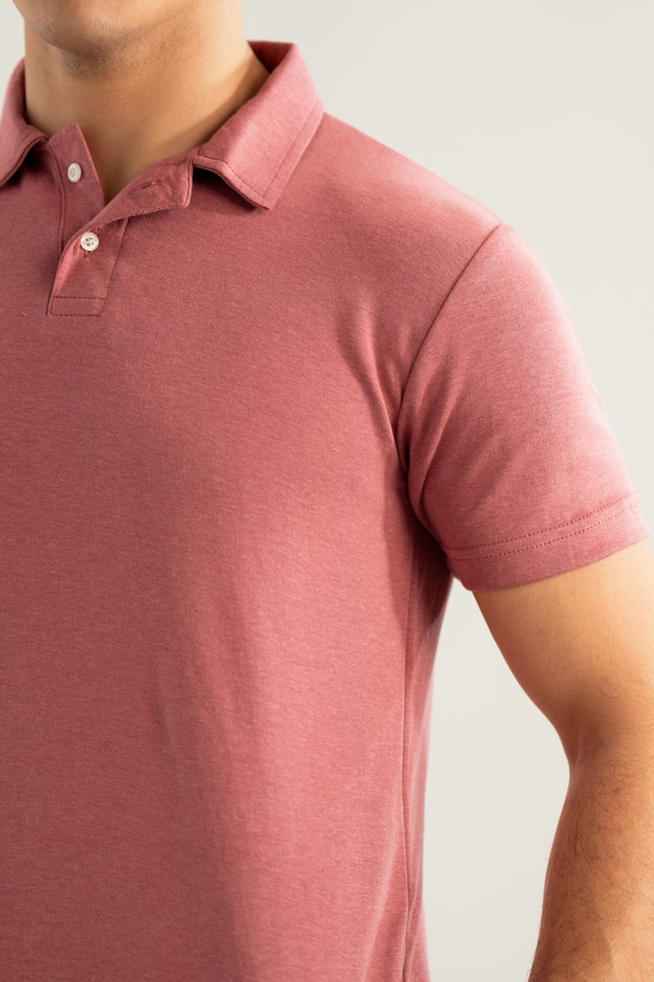Pink Peach Interlock Polo - Smart Fit - Men