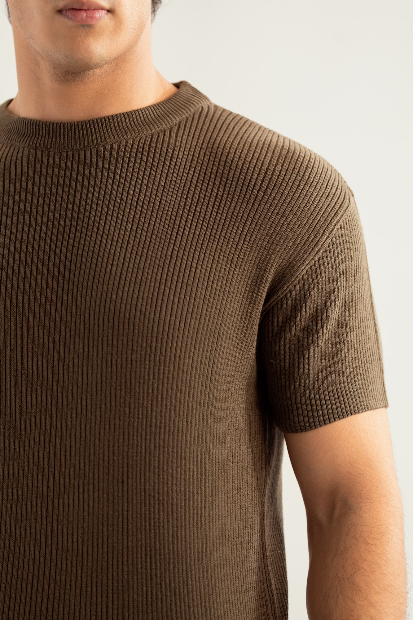Olive Green Knitted Tee - Men