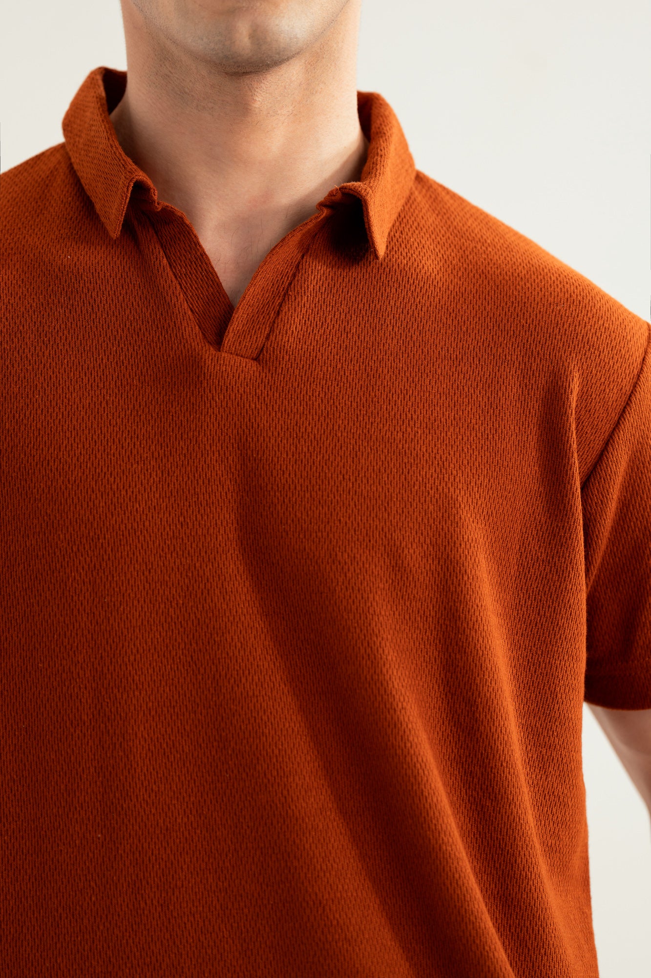 Rust Mesh Thermal Knit Polo - Smart Fit - Men