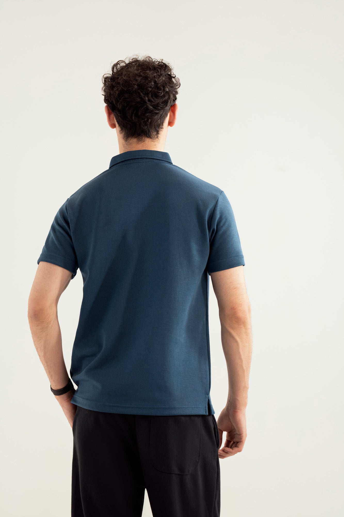 Teal Blue Interlock Polo - Smart Fit - Men
