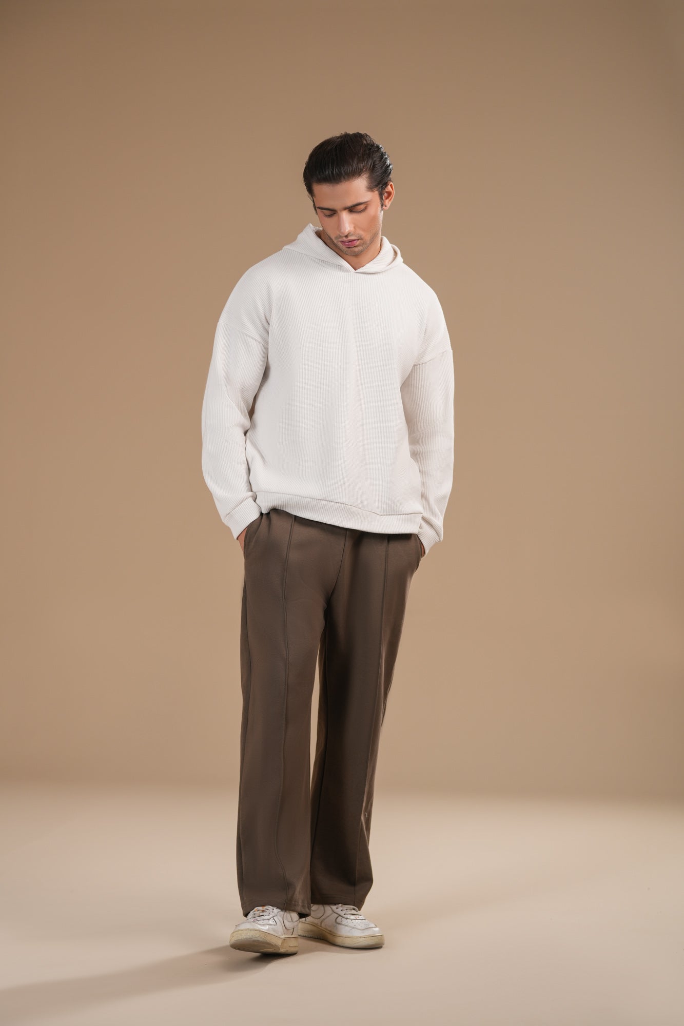 Brown Interlock Straight Fit Trouser - Men