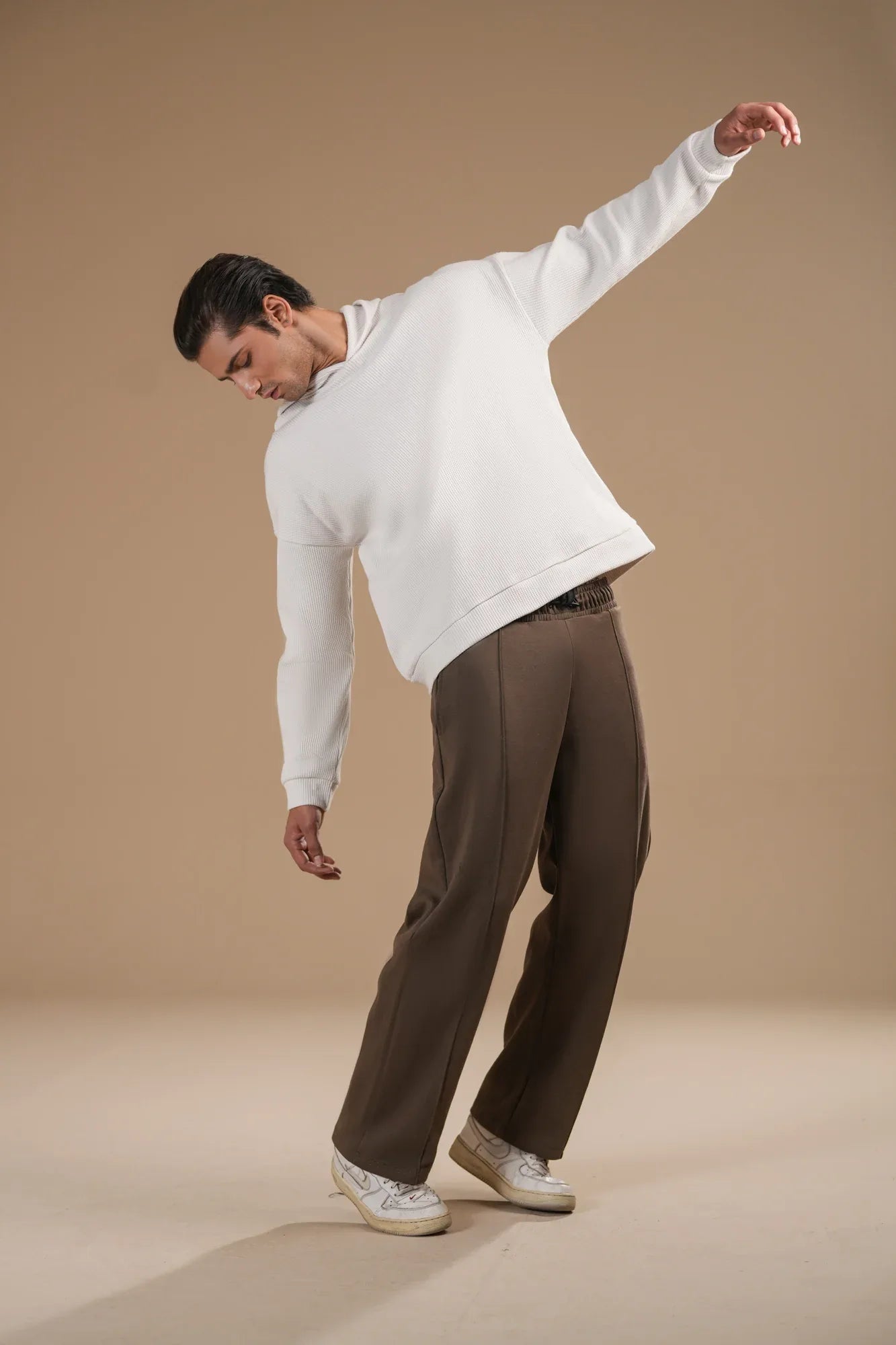 Brown Interlock Straight Fit Trouser with Drawstring - Men - Muraqsh -- Men Western