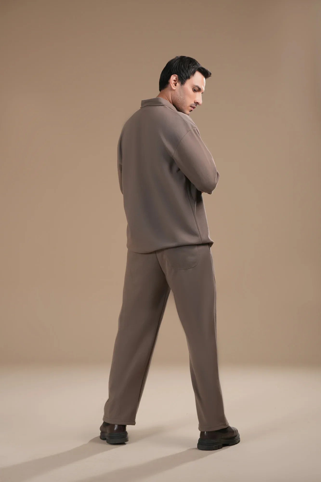 French Beige Interlock Coord Set - 2PC - Men - Muraqsh -- Men Western