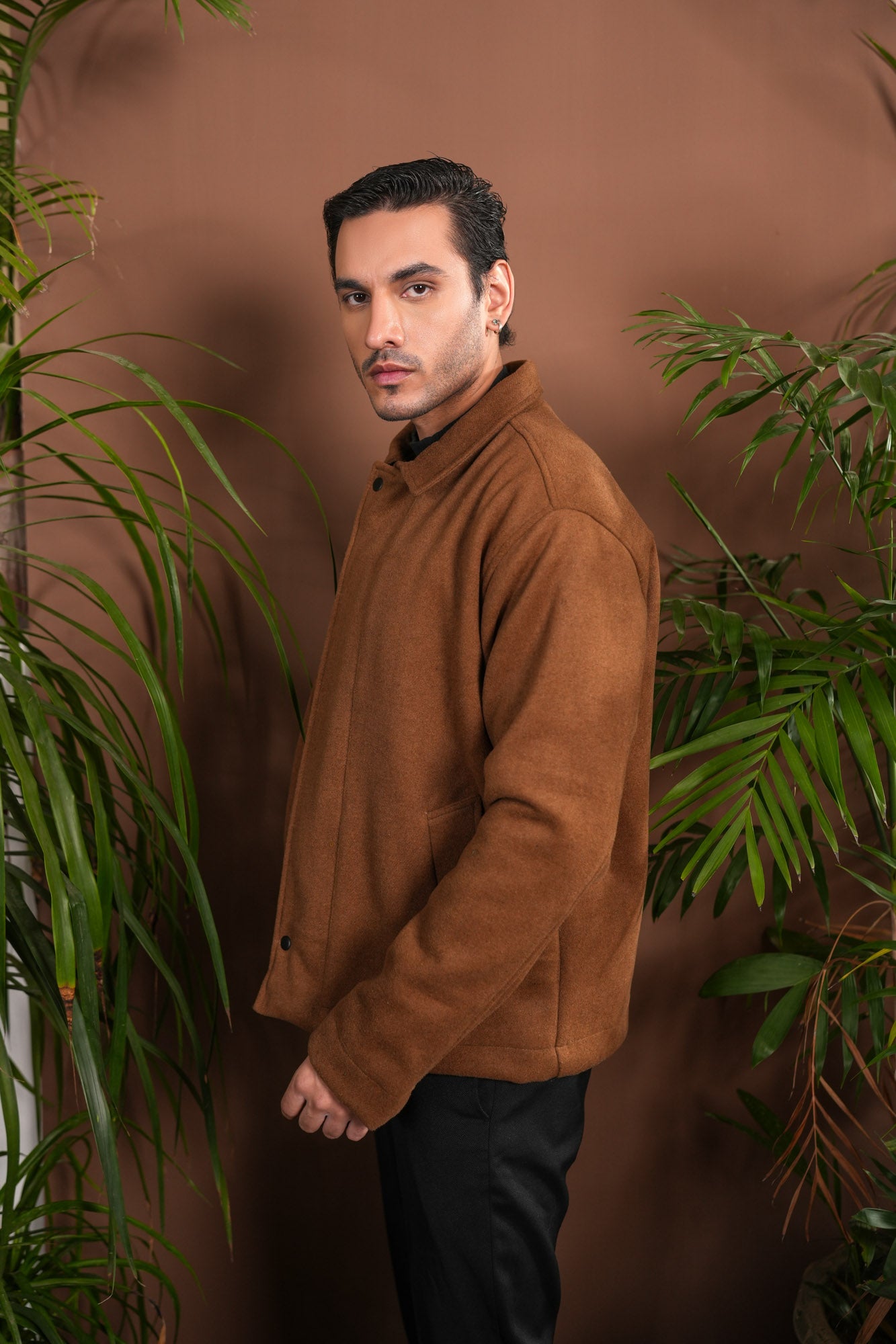 Camel Tailored Wool Coat - Men