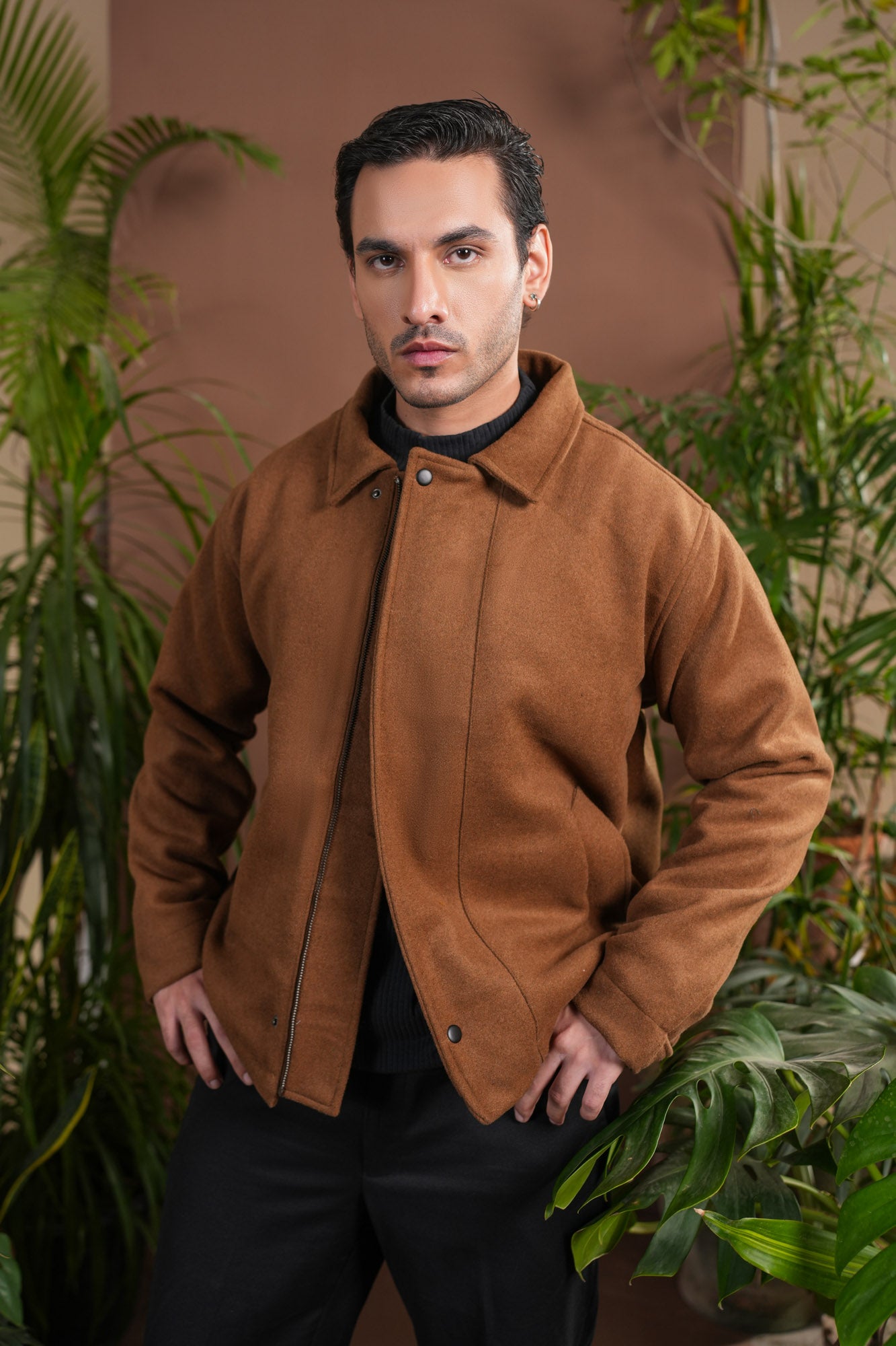 Camel Tailored Wool Coat - Men