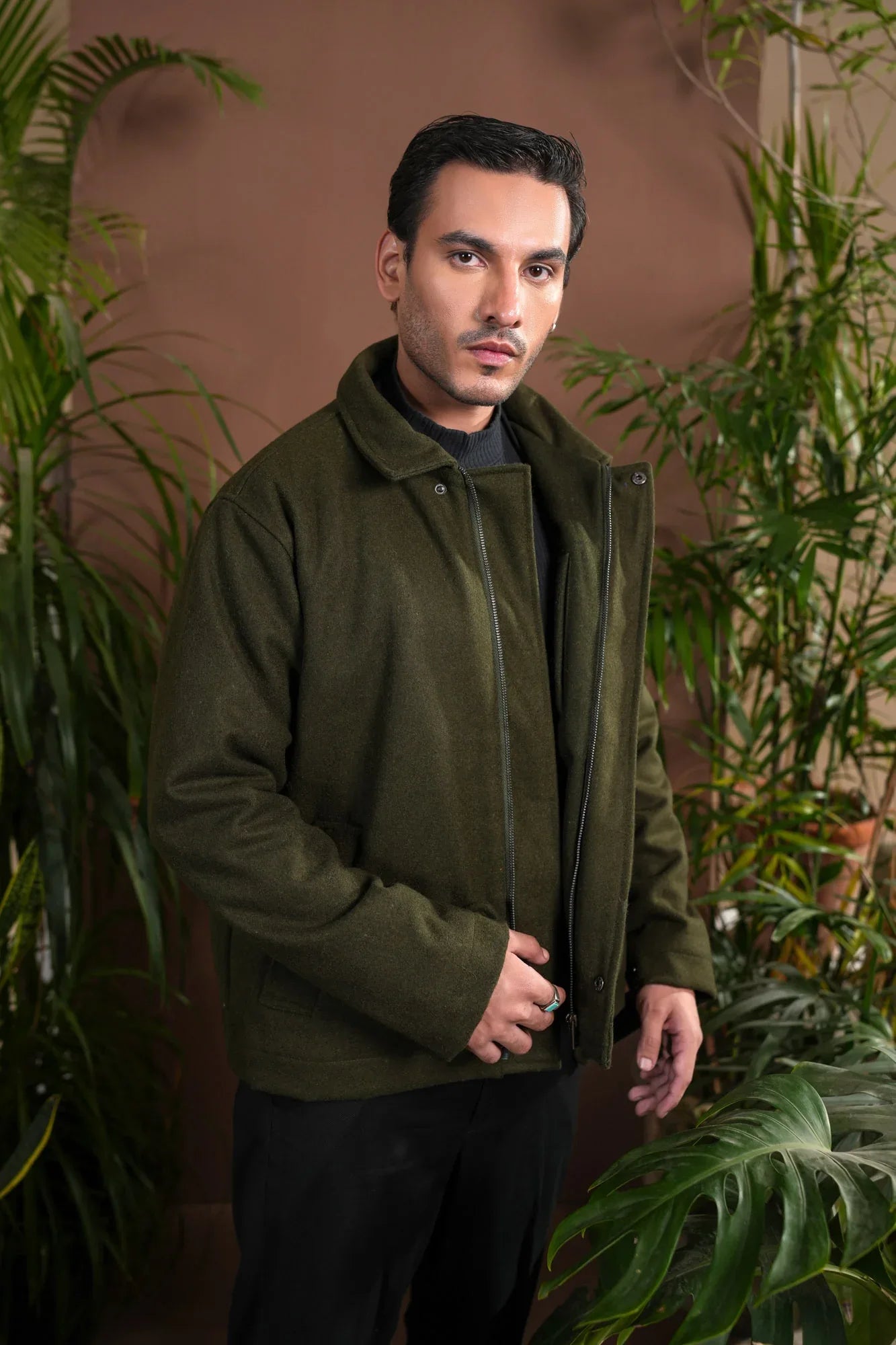 Dark Green Tailored Wool Coat - Men - Muraqsh -- Men Western