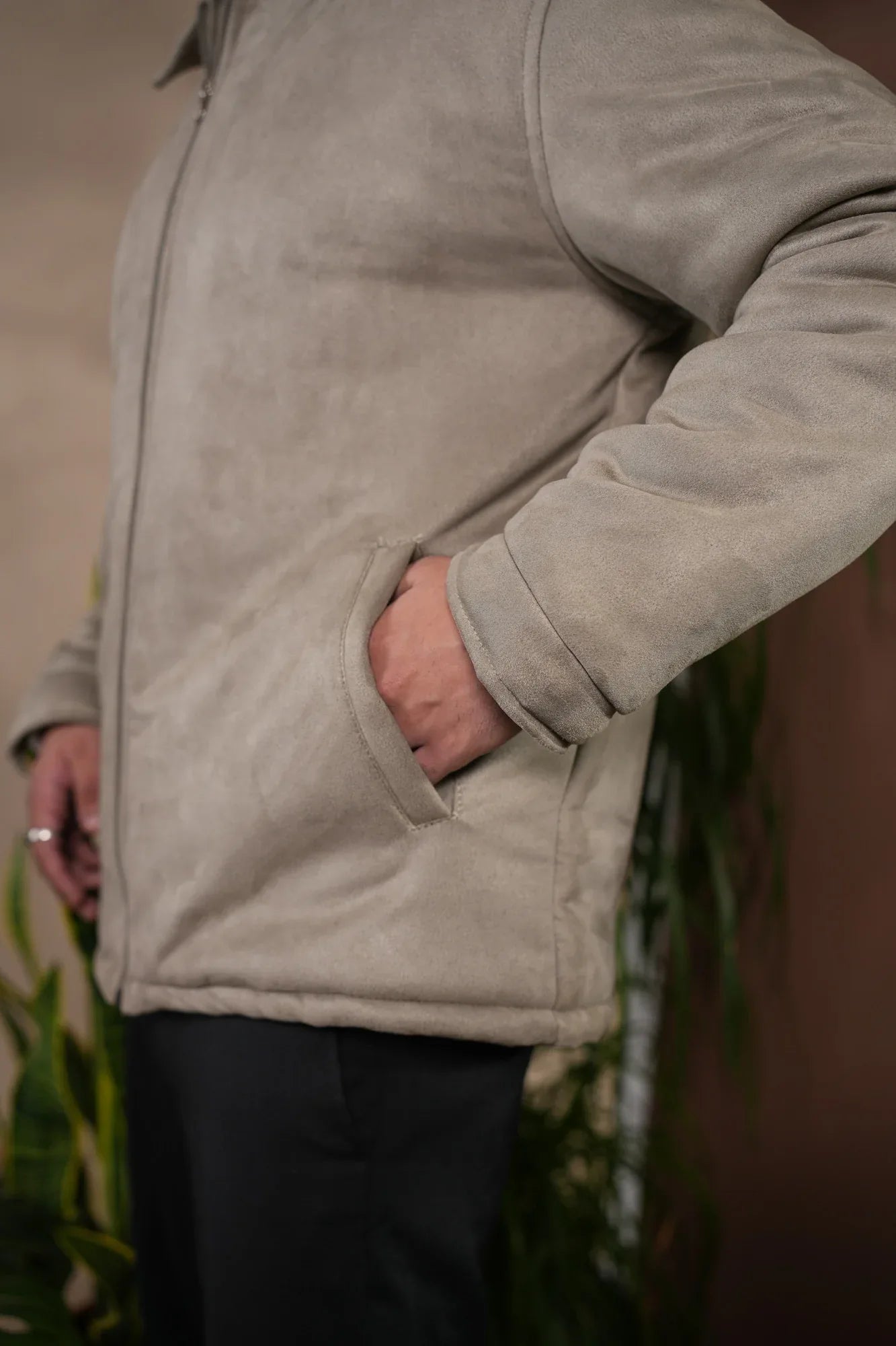 Sage Green Premium Suede Bomber Jacket - Men - Muraqsh -- Men Western