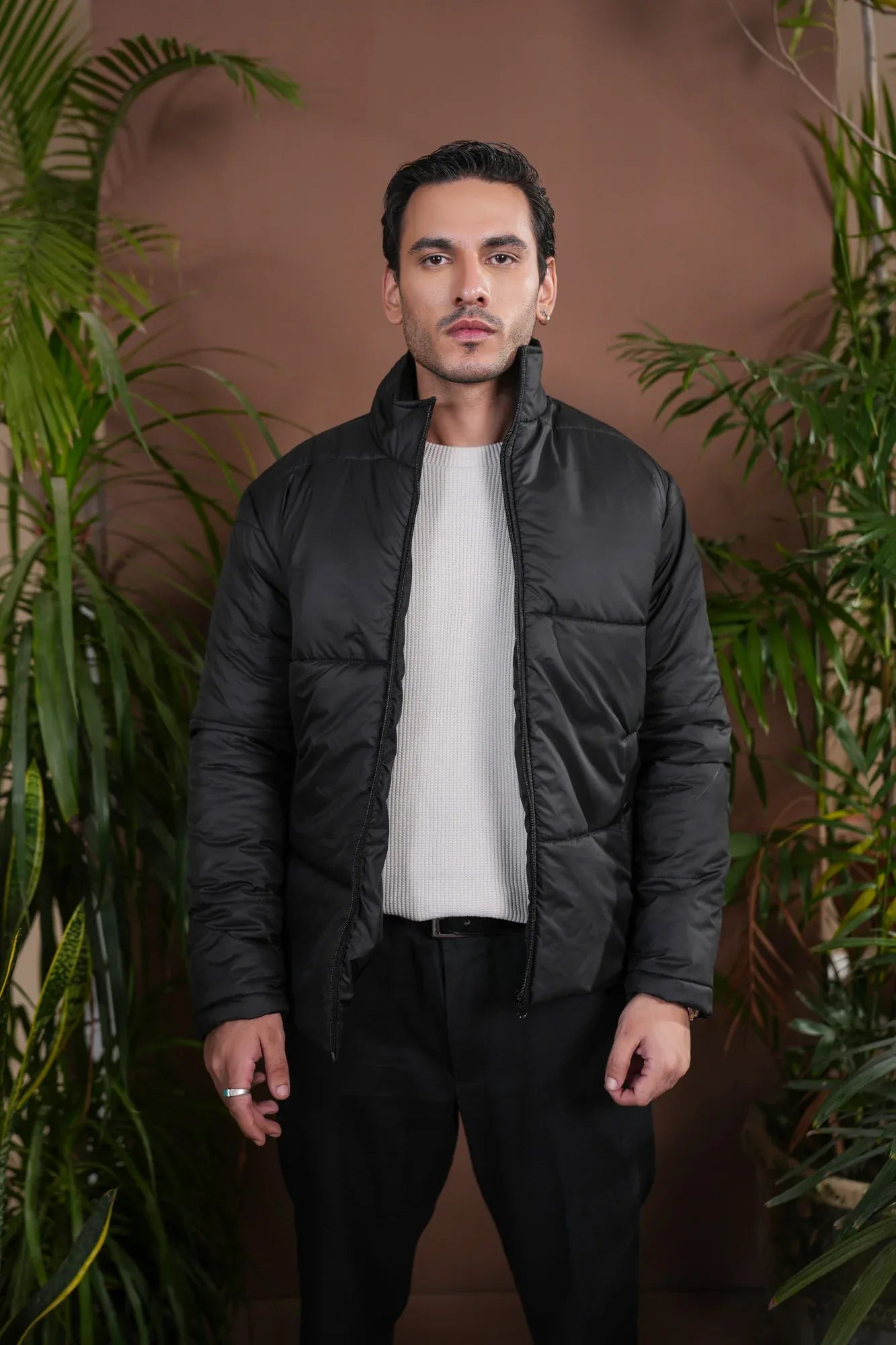 Black Puffer Jacket - Men - Muraqsh -- Men Western