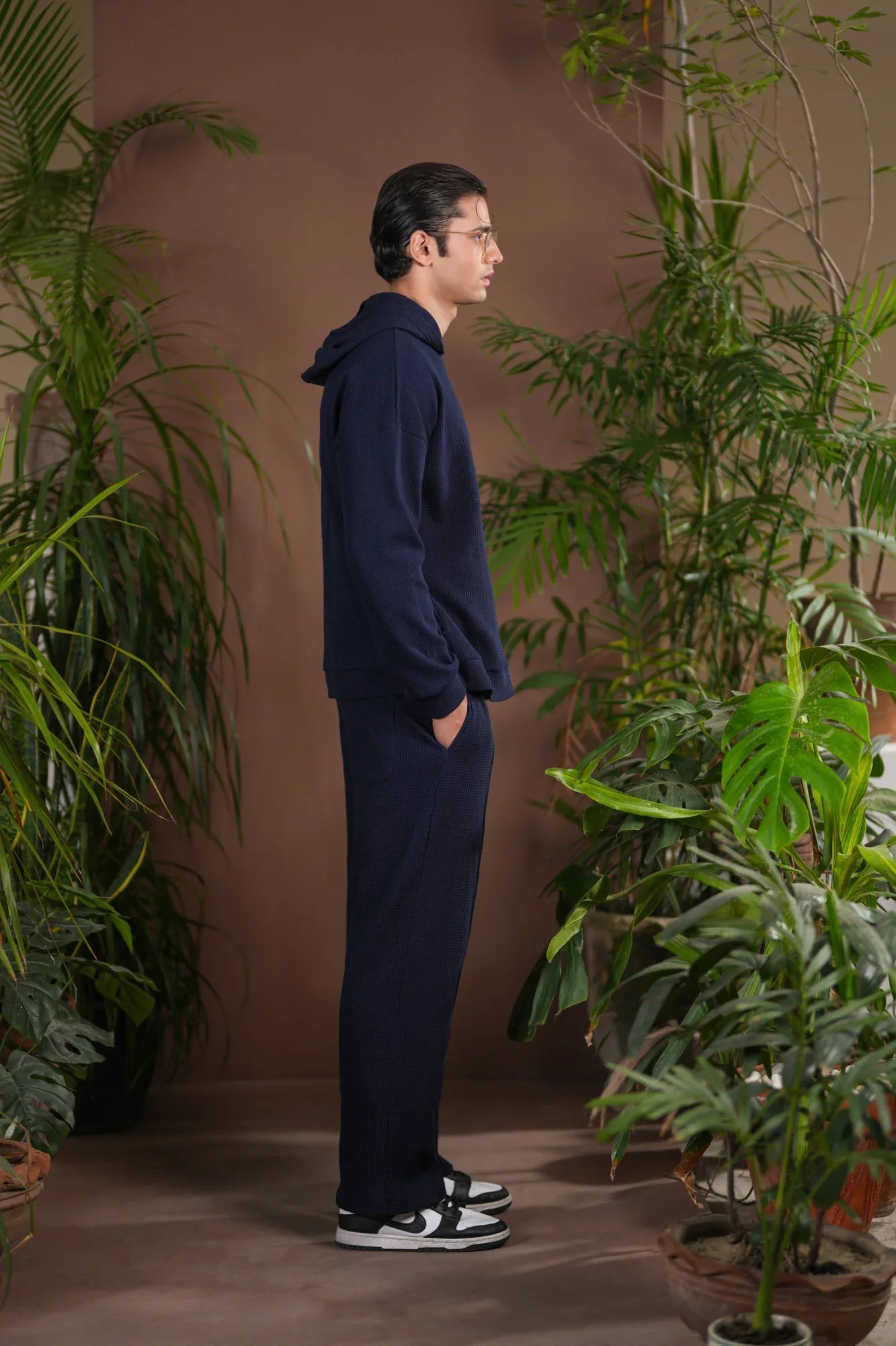 Navy Blue Waffle Coord Set - 2PC - Men - Muraqsh -- Men Western