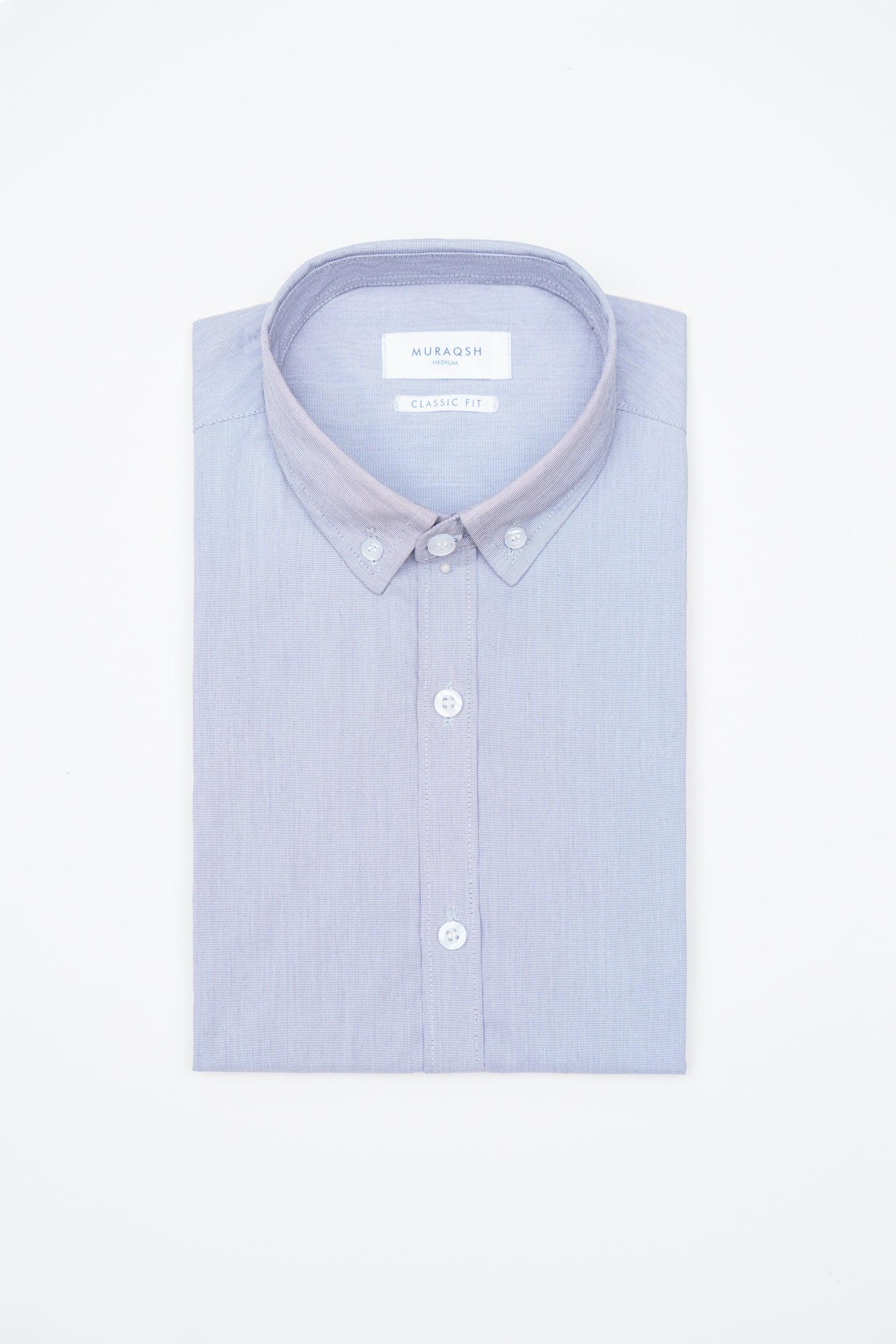 Grey Textured Casual Shirt - Men - Muraqsh -- Menswear