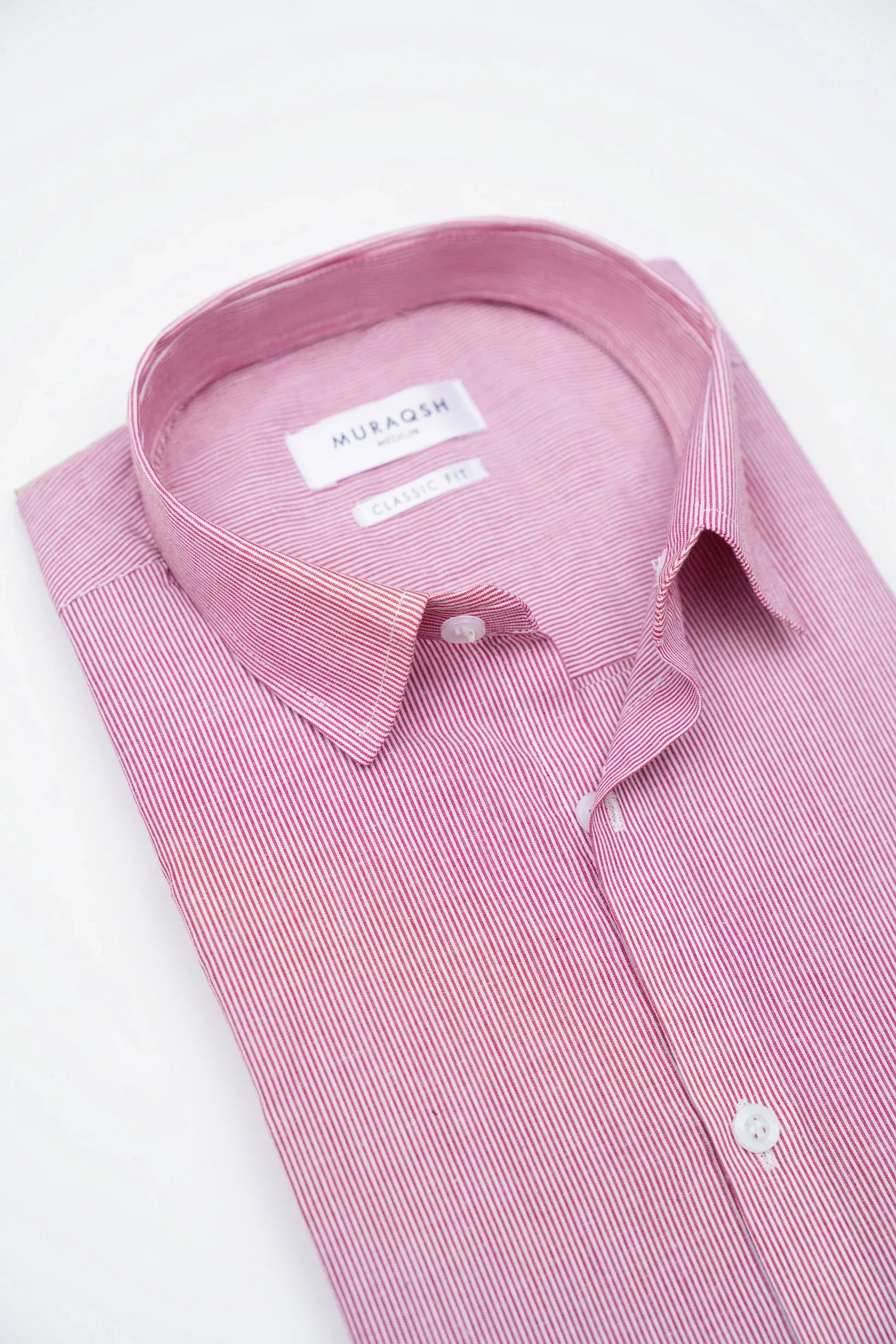 Red Striped Formal Shirt - Men - Muraqsh -- Menswear