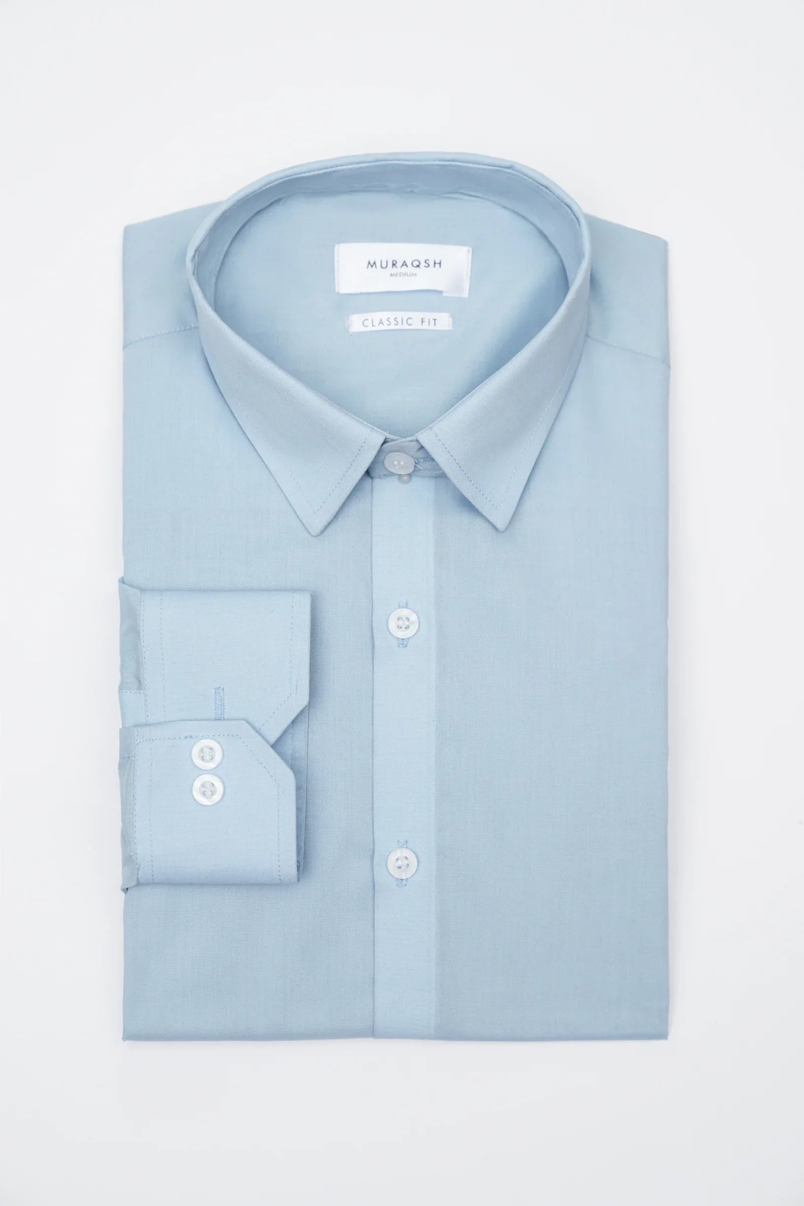 Sapphire Blue Plain Formal Shirt - Men - Muraqsh -- Menswear