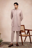 Pink Loop Kurta Trouser with Falling Embroidered Open Prince Coat - 3PC - Men - Muraqsh -- Wedding Wear