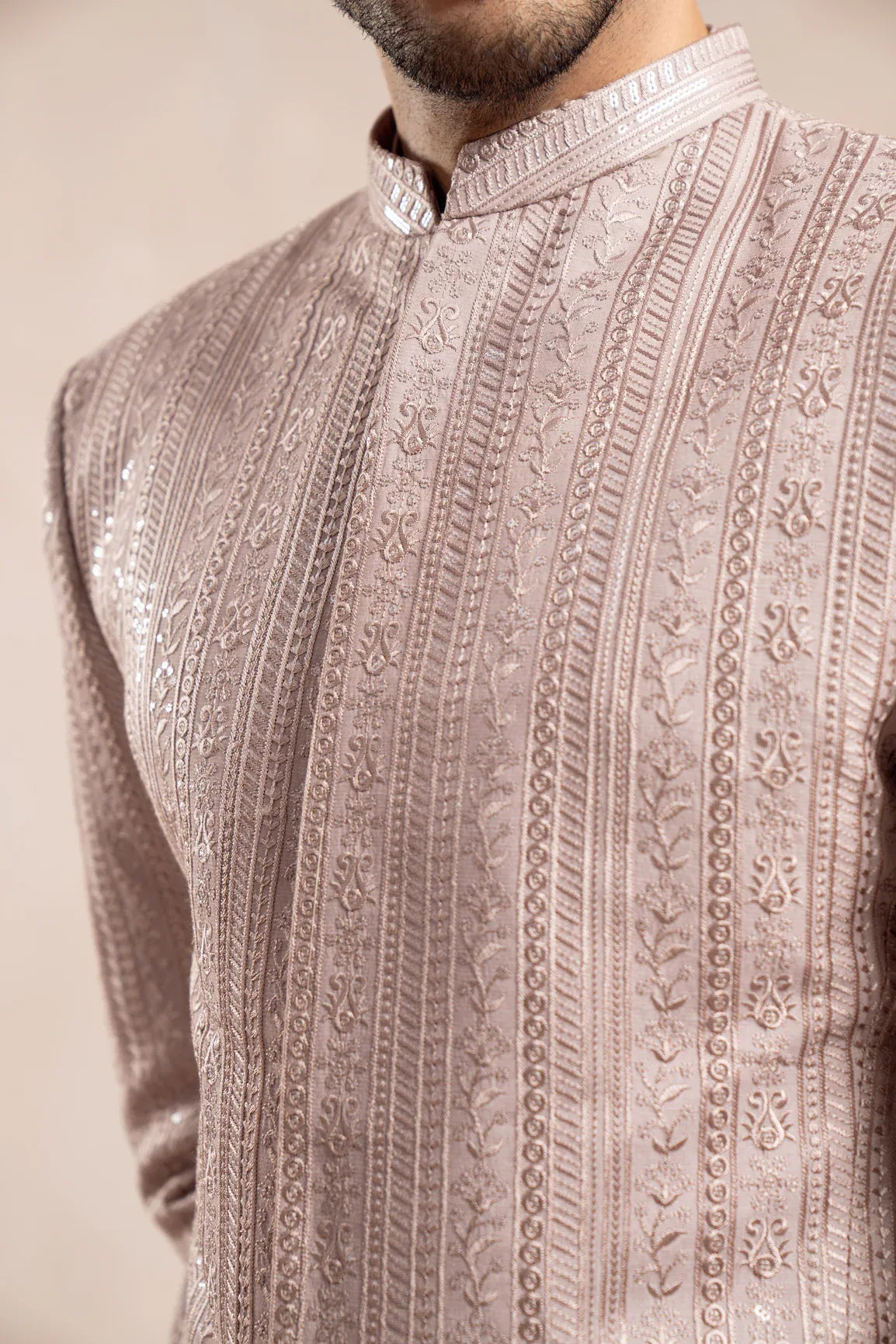 Pink Falling Embroidered Prince Coat - Men - Muraqsh -- Wedding Wear