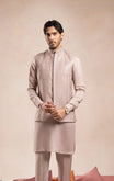 Pink Falling Embroidered Waistcoat - Men - Muraqsh -- Wedding Wear
