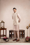 Coffee Beige Kurta Trouser with Arrow Embroidered Waistcoat - 3PC - Men - Muraqsh -- Wedding Wear