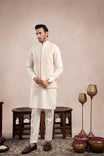 Bosky White Cross Stitched Embroidered Waistcoat - Men - Muraqsh -- Wedding Wear