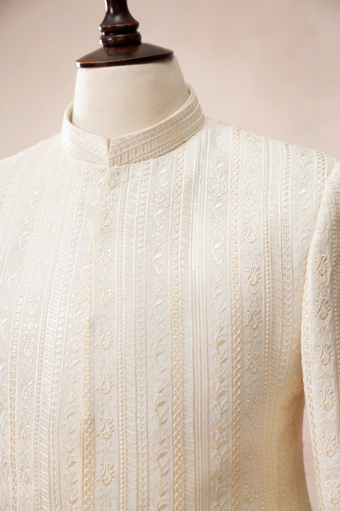 Bosky White Falling Embroidered Prince Coat - Men - Muraqsh -- Wedding Wear